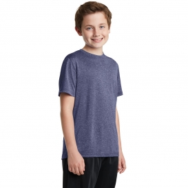 Sport-Tek YST360 Youth Heather Contender Tee - True Navy Heather