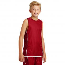 Sport-Tek YT555 Youth PosiCharge Mesh Reversible Sleeveless Tee - True Red