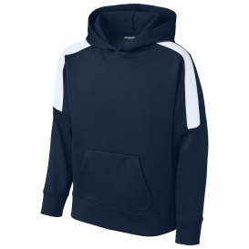 Sport-Tek YST255 Youth Sport-Wick Fleece United Pullover Hoodie - Navy/White
