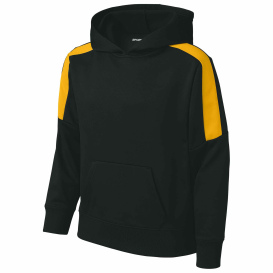 Sport-Tek YST255 Youth Sport-Wick Fleece United Pullover Hoodie - Black/Gold