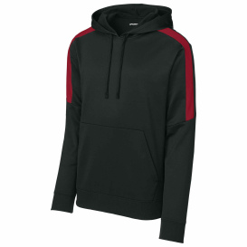 Sport-Tek ST255 Sport-Wick Fleece United Pullover Hoodie - Black/Deep Red