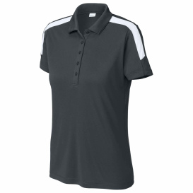 Sport-Tek LST104 Ladies Competitor United Polo - Iron Grey/White