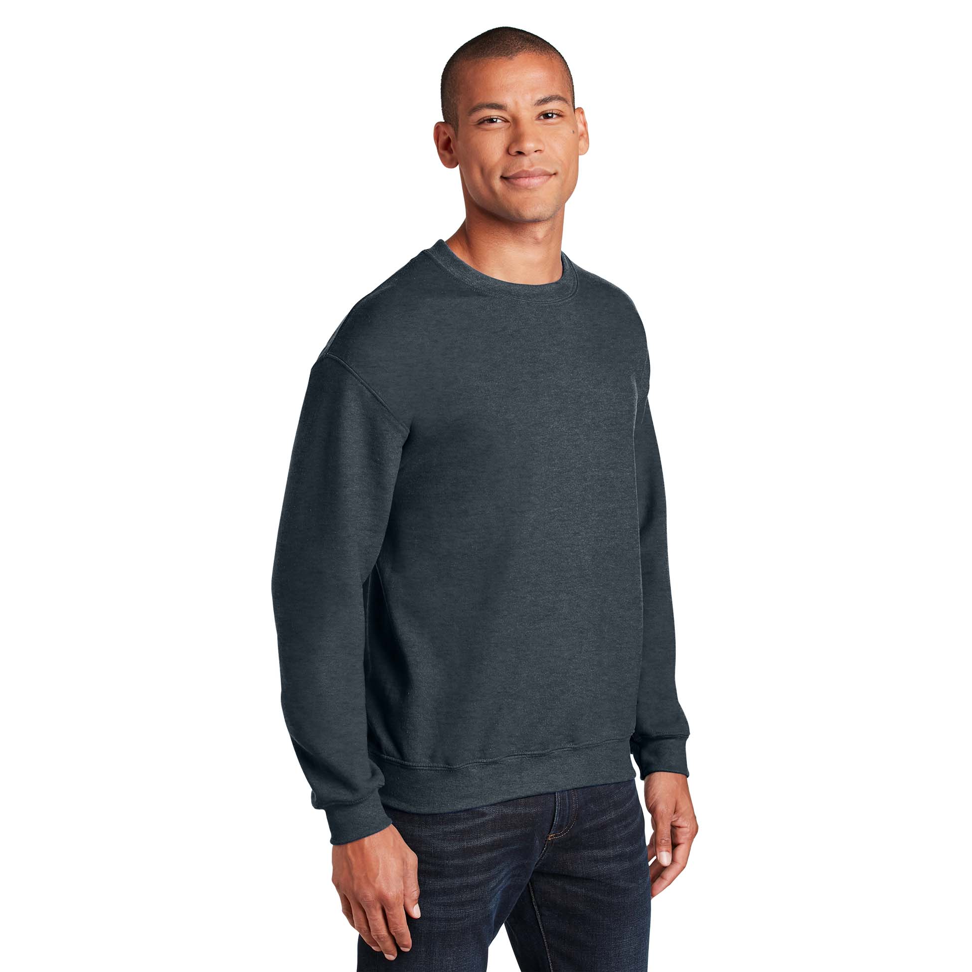 thumbnail image 2 of Gildan Fleece Crewneck Sweatshirt G18000 - Dark Heather Grey Pullover 2 of 13
