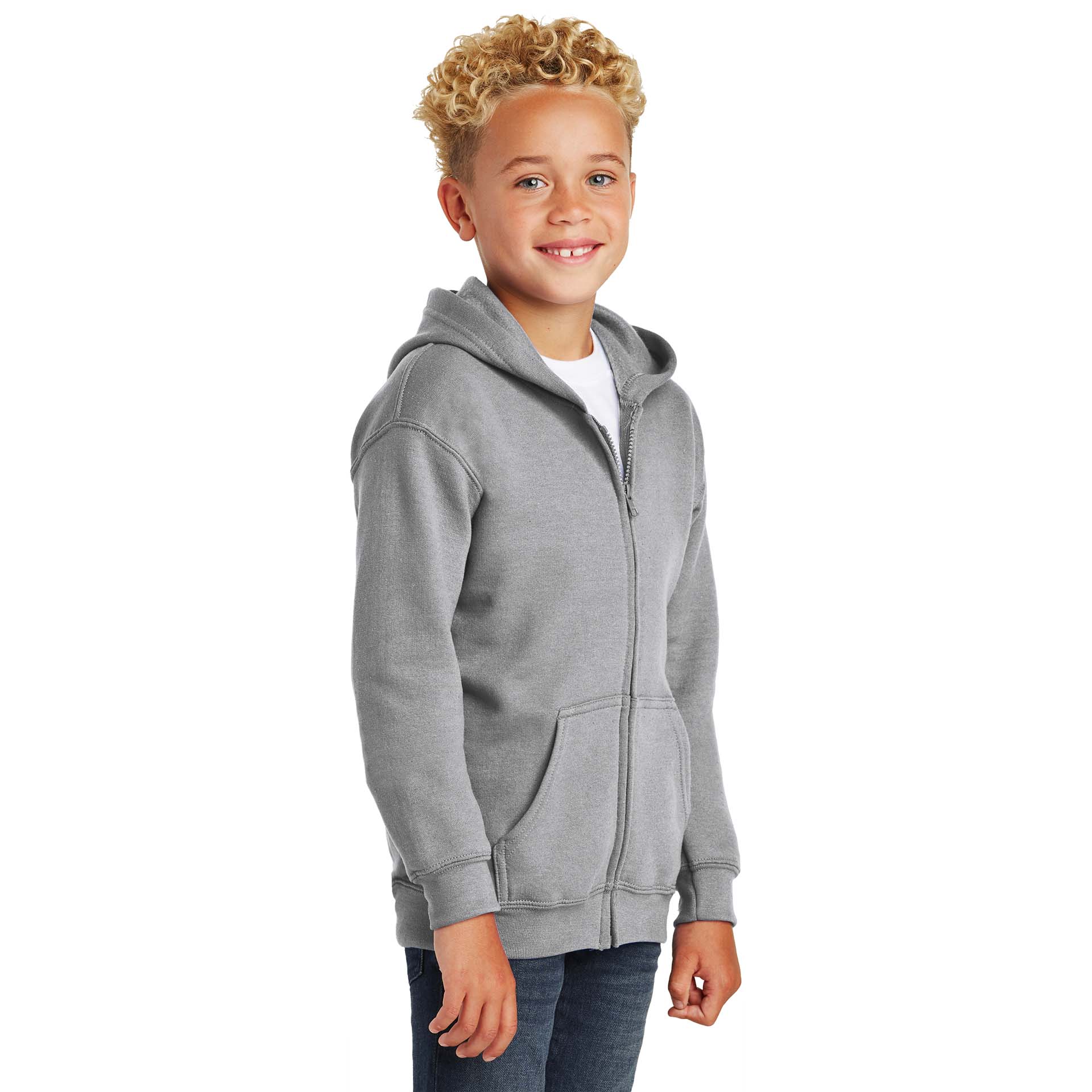 Gildan 18600B Youth Heavy Blend Full-Zip Hooded Sweatshirt - Sport Grey ...