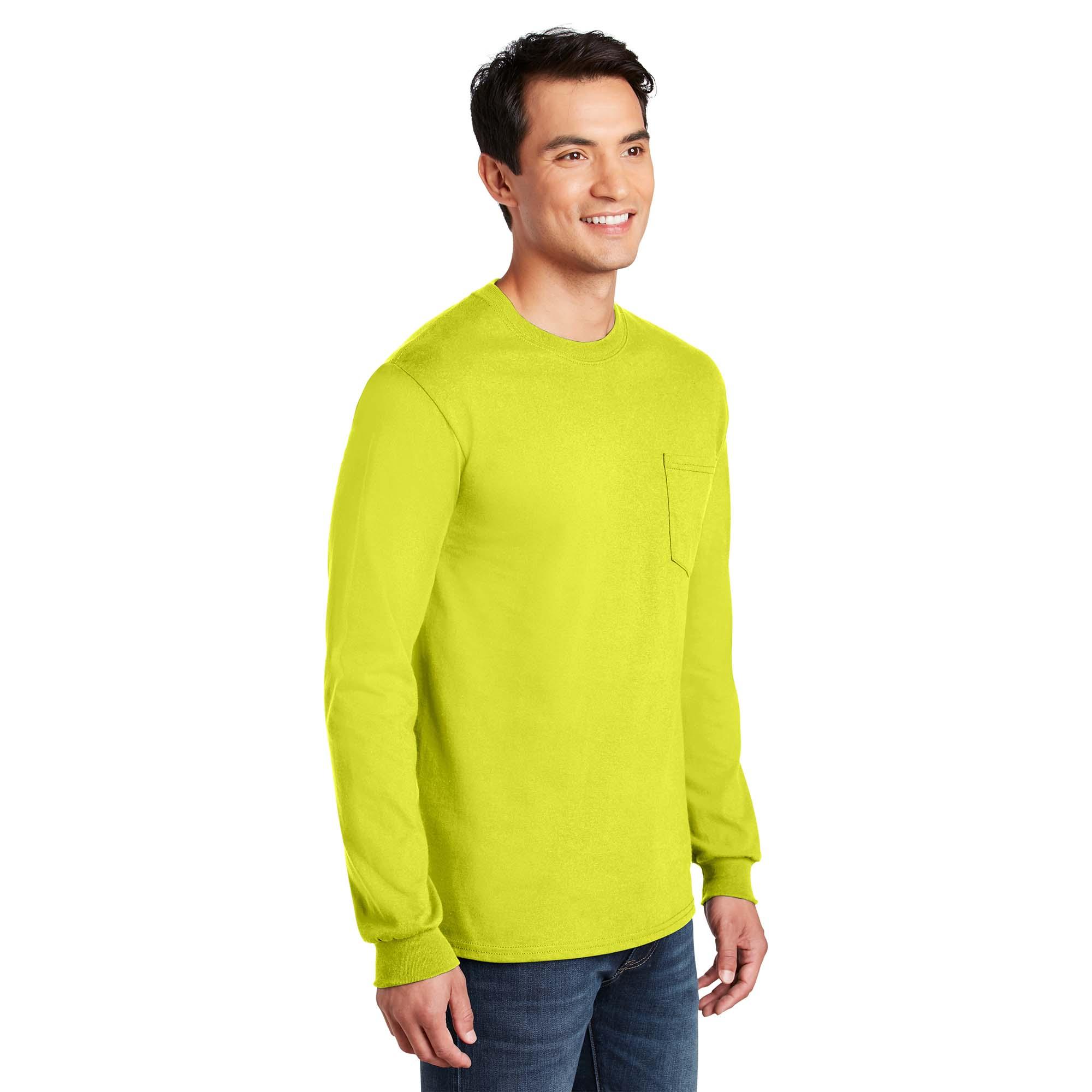 Gildan 2410 Ultra Cotton Long Sleeve T-Shirt with Pocket - Safety