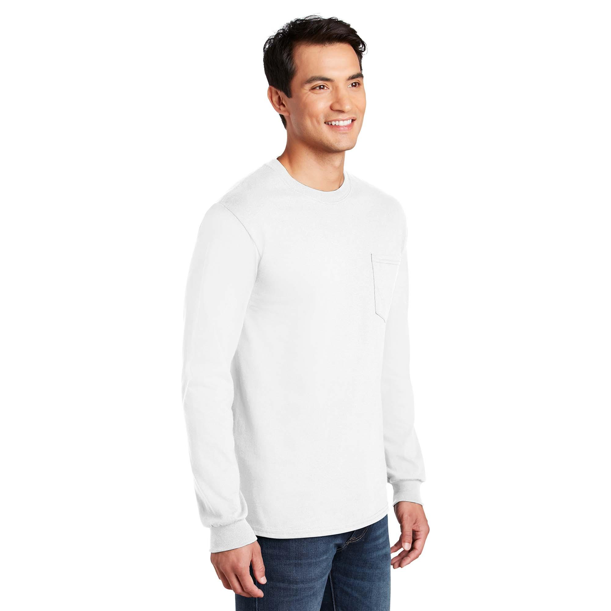 Gildan Enhanced Visibility Ultra Cotton Long Sleeve T-Shirt with Pocket 2410