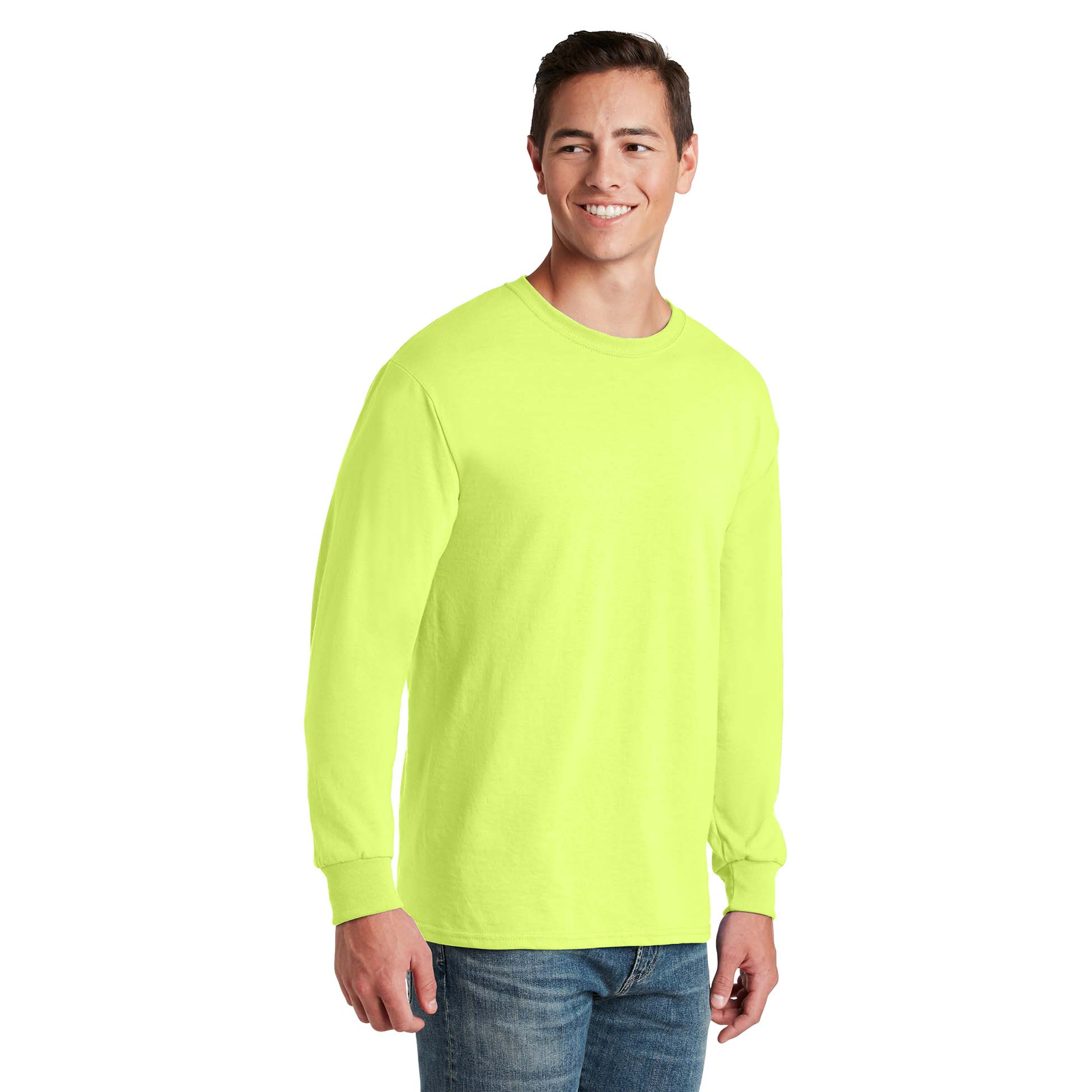 Jerzees Dri-Power Sport Long Sleeve T-Shirt, Safety Green - XL