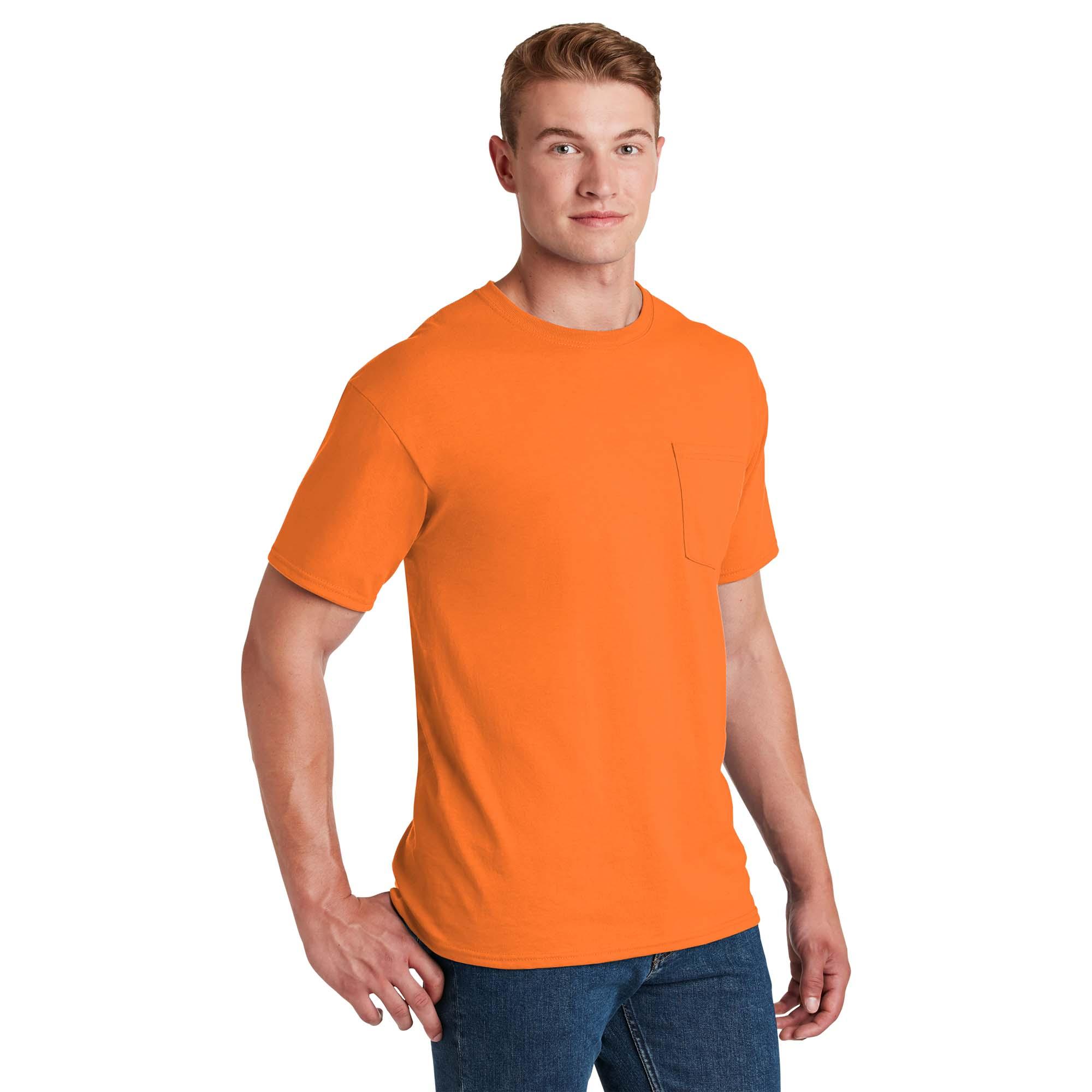 Jerzees 29MP DriPower 50/50 Cotton/Poly Pocket TShirt Safety Orange