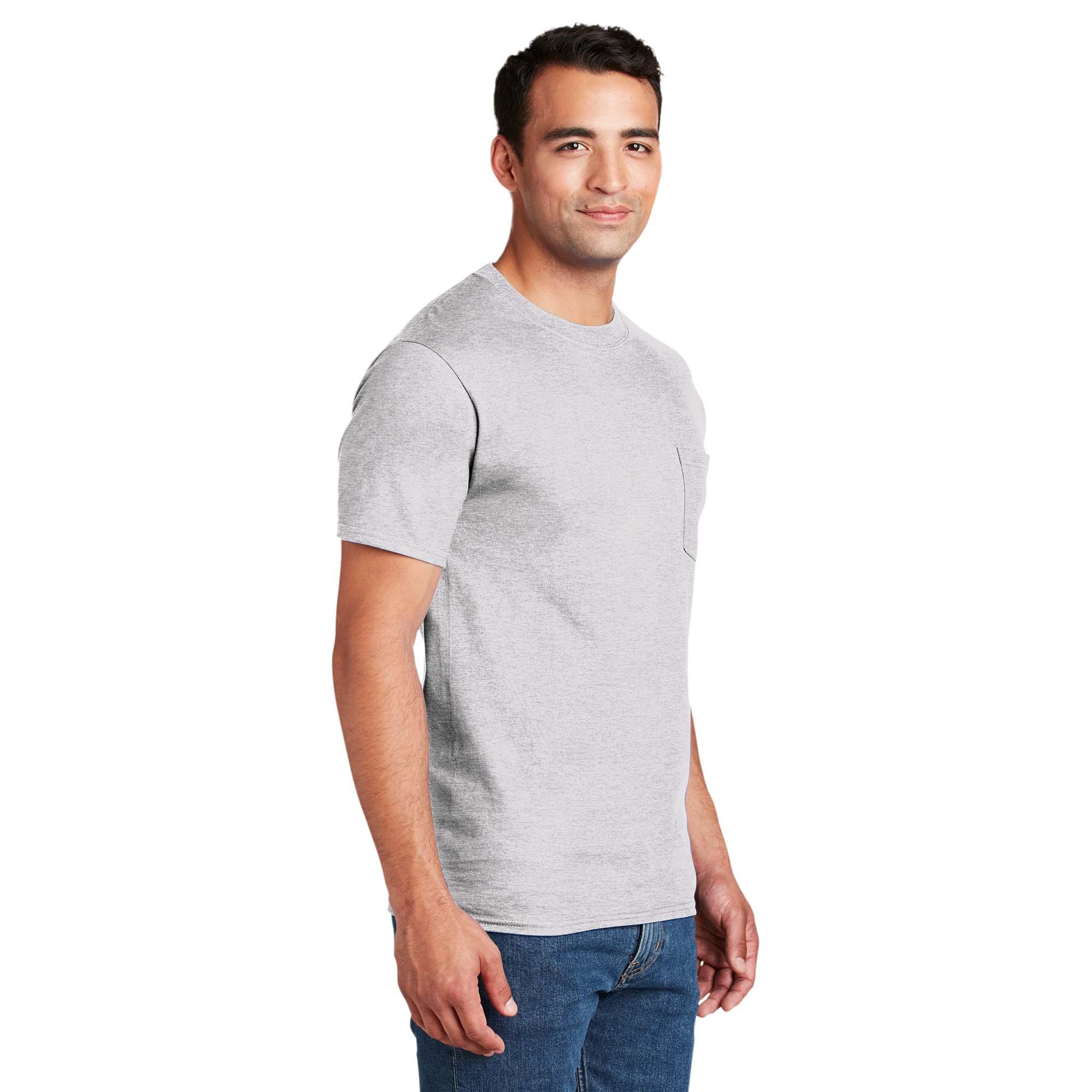 Hanes 5190 Beefy-T Cotton T-Shirt with Pocket - Ash | Full Source