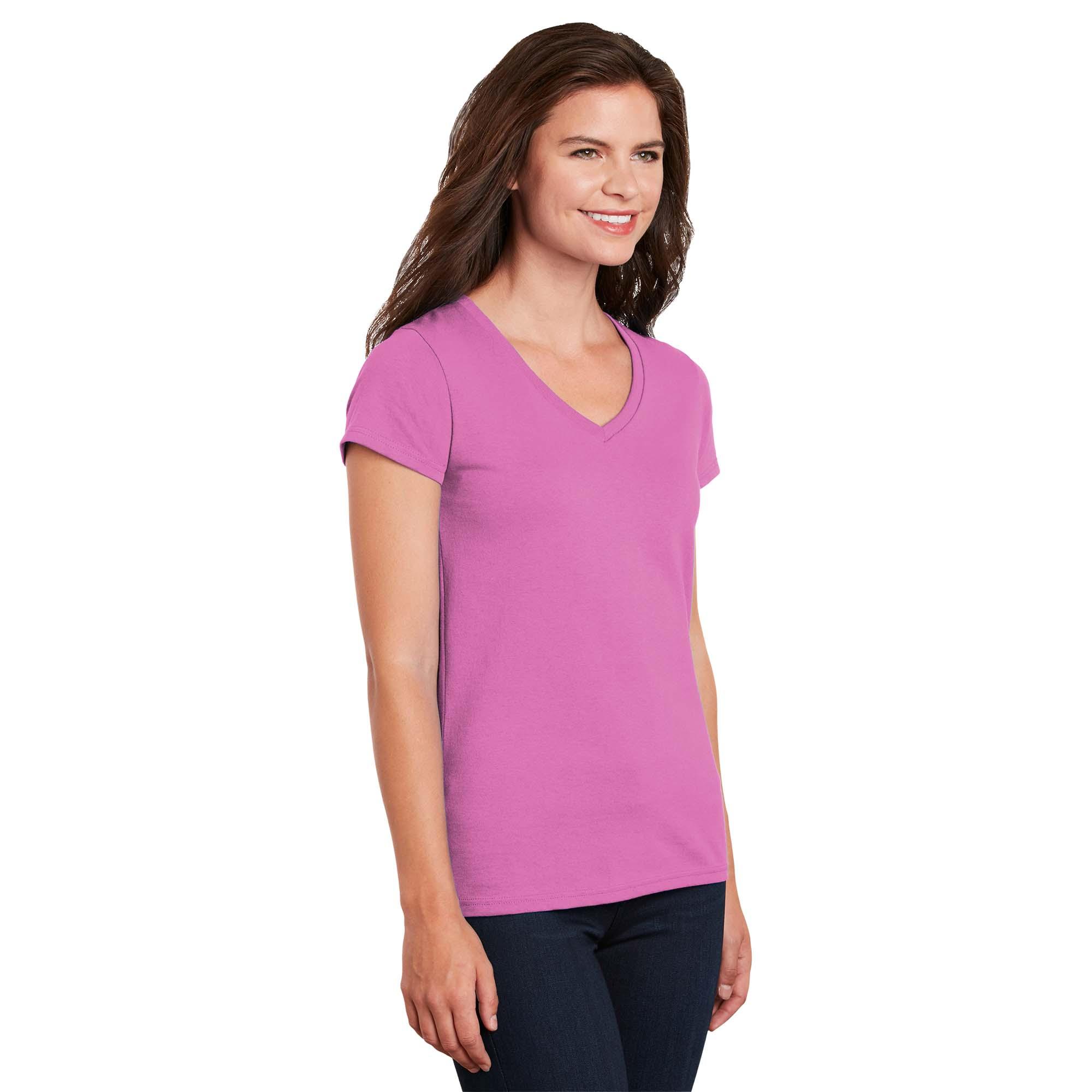 Gildan 5V00L Ladies Heavy Cotton V-Neck T-Shirt - Azalea | Full Source