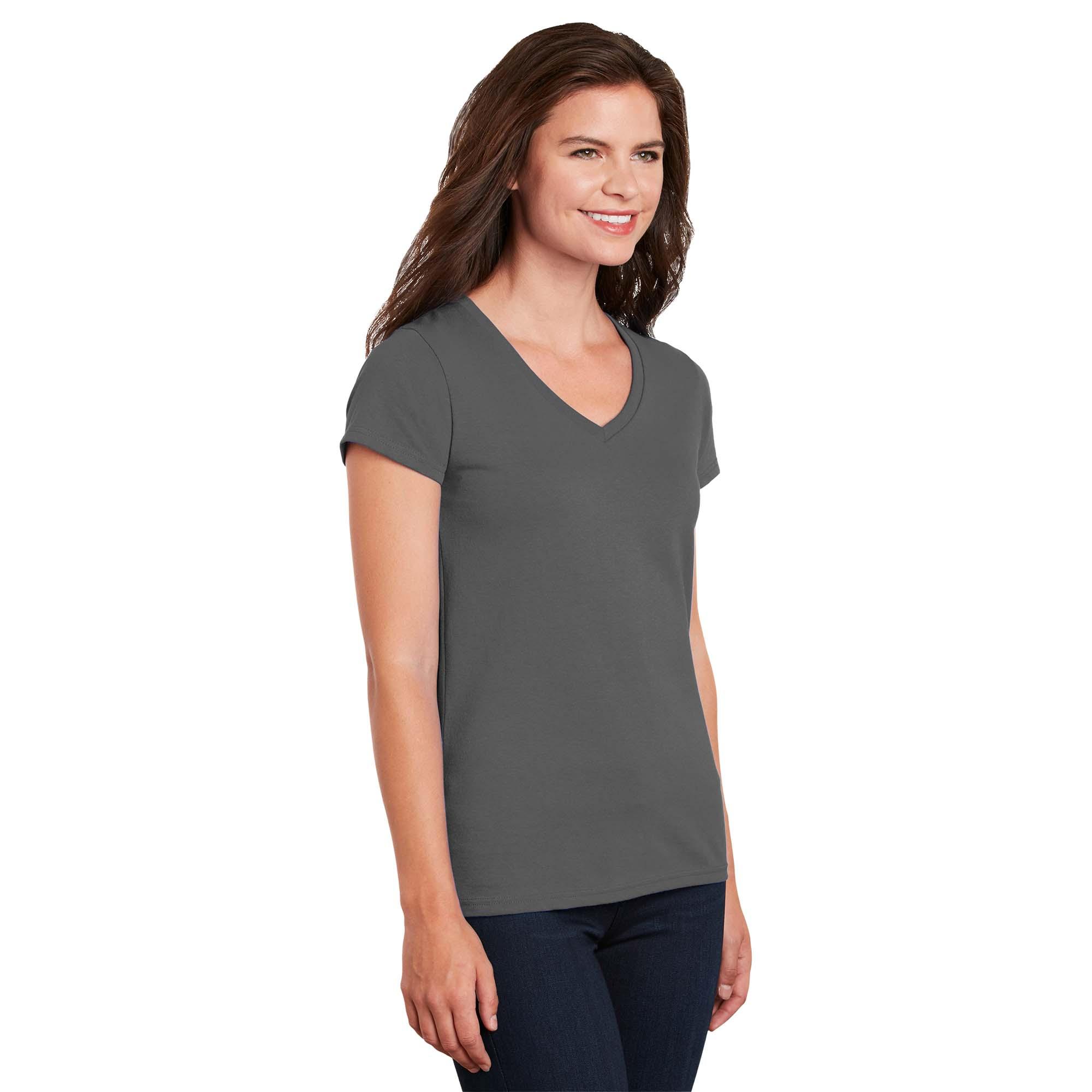 Gildan 5V00L Ladies Heavy Cotton V-Neck T-Shirt - Charcoal | Full Source