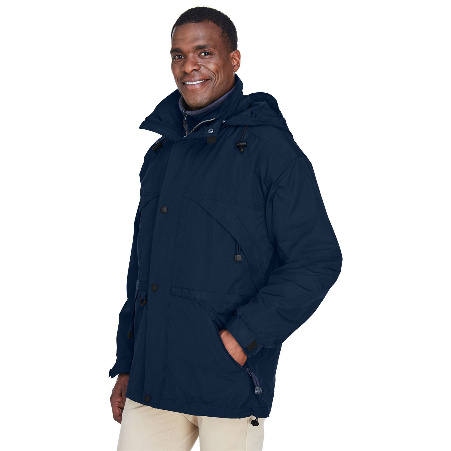 North End 88007 Adult 3-in-1 Parka with Dobby Trim - Midnight Navy