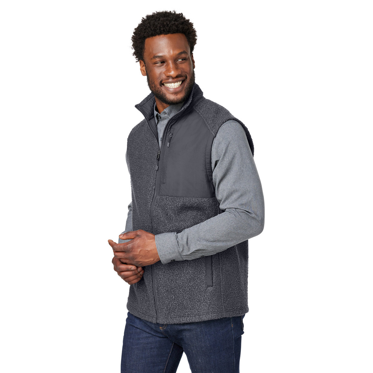 North End NE714 Men's Aura Sweater Fleece Vest - Carbon/Carbon | Full ...