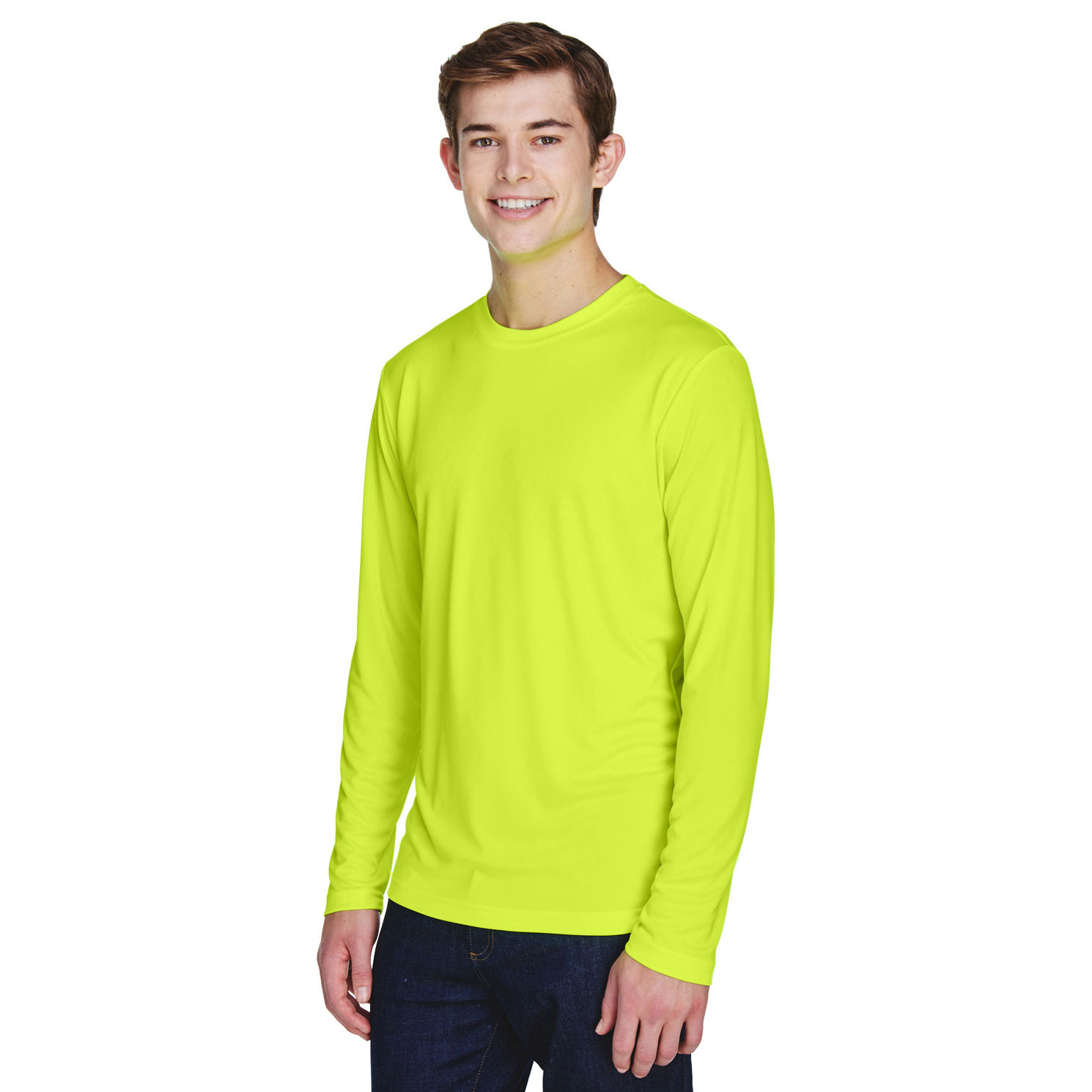 Team 365 TT11L Men's Zone Performance Long Sleeve T-Shirt - Safety