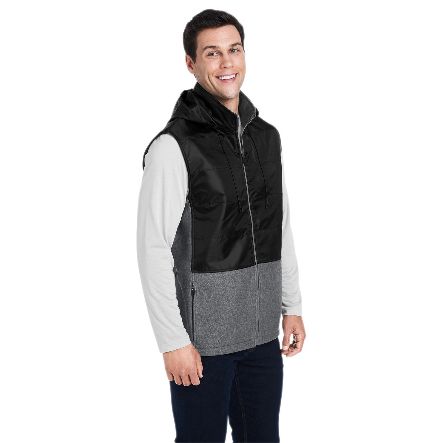 Team 365 TT99 Unisex Zone HydroSport Hybrid Vest - Dark Grey Heather/Black