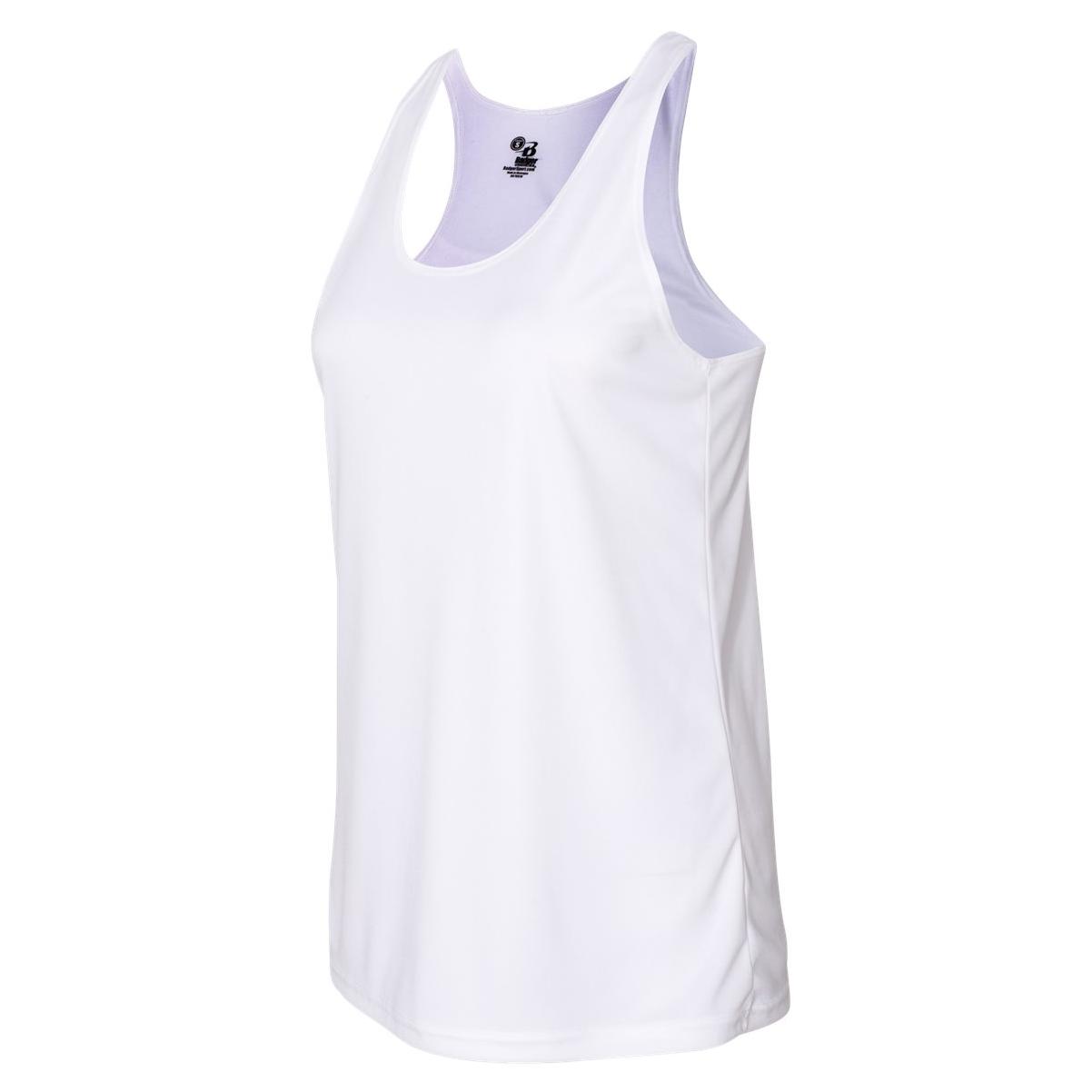 Badger Sport 4166 Women's B-Core Racerback Tank Top - White | Full Source