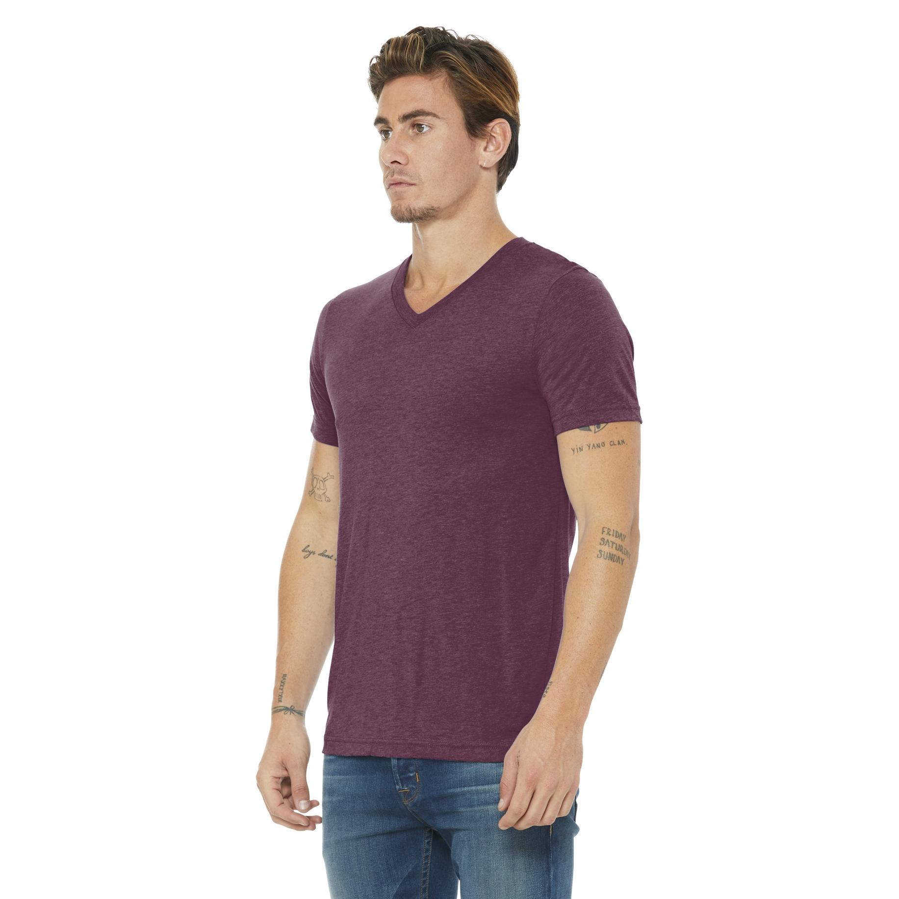 Bella + Canvas BC3415 Unisex Triblend Short Sleeve V-Neck Tee - Maroon ...