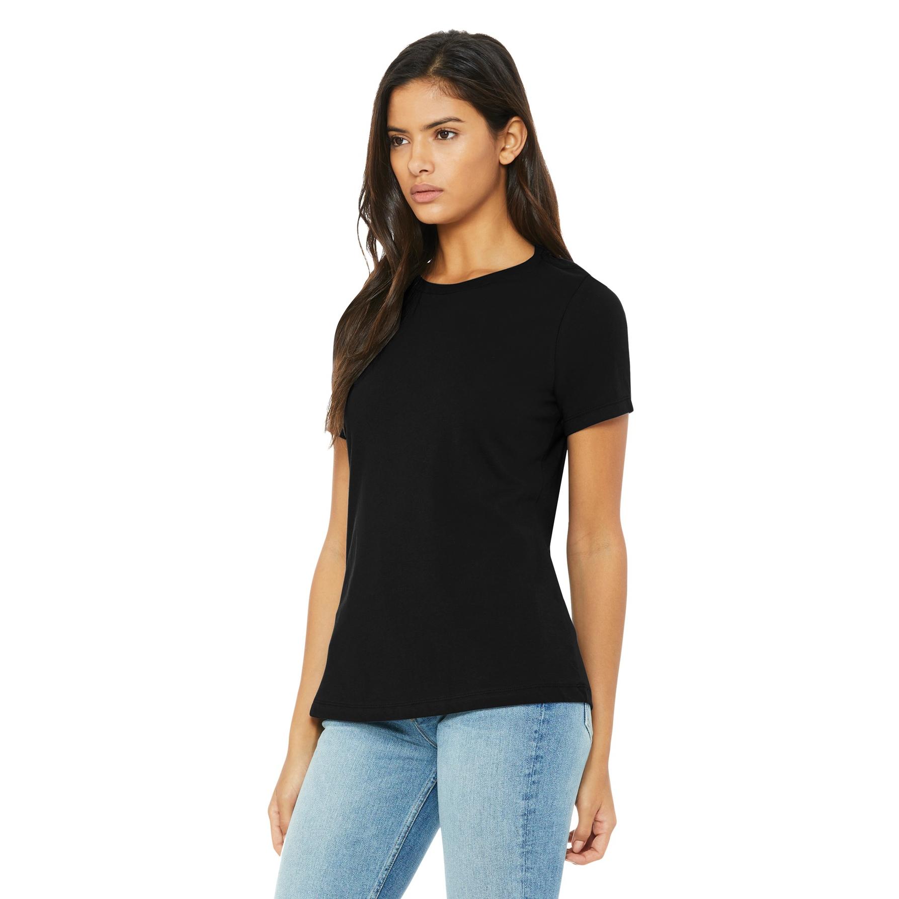 Bella + Canvas BC6400 Women's Relaxed Jersey Short Sleeve Tee - Black ...