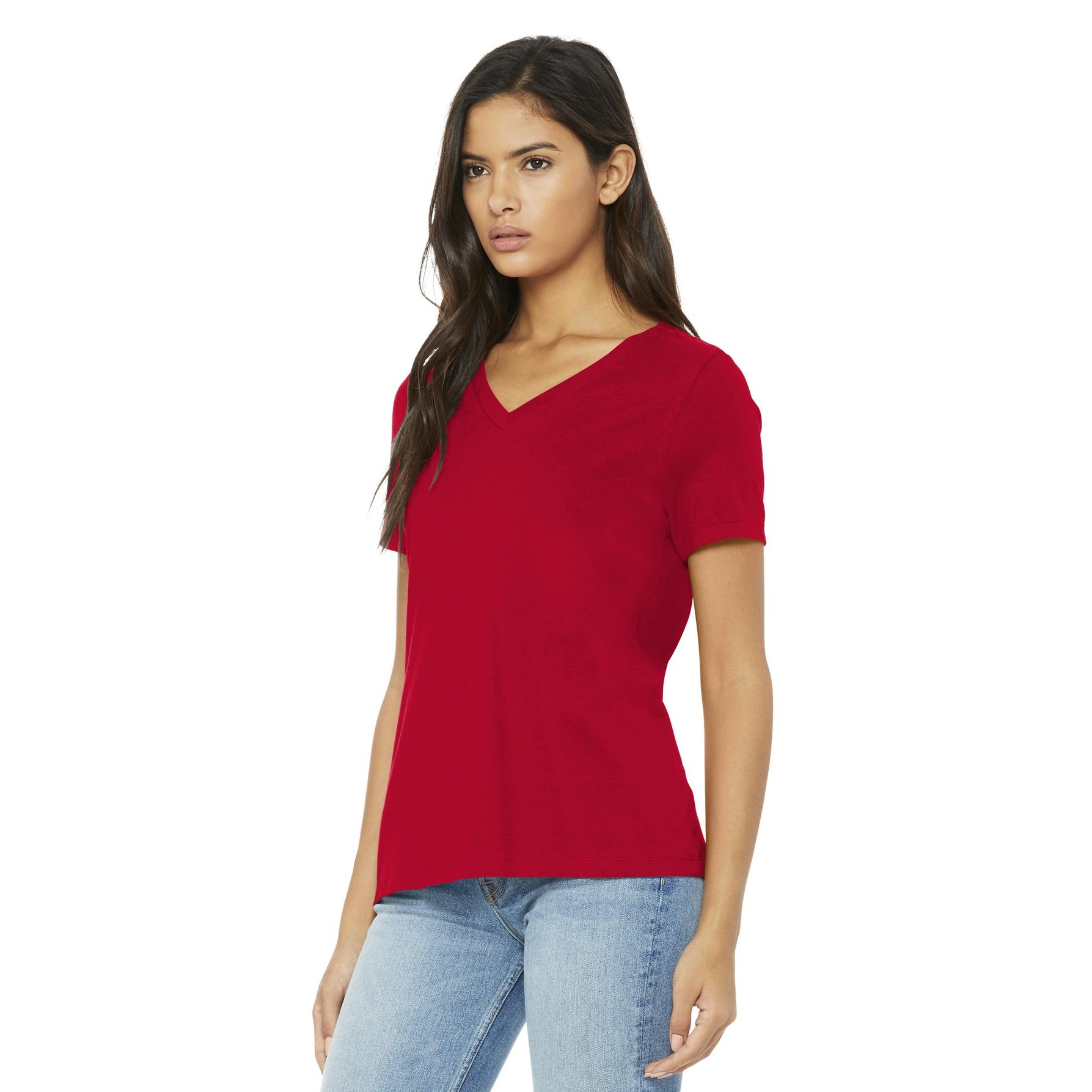 Bella + Canvas BC6405 Women's Relaxed Jersey Short Sleeve V-Neck Tee ...