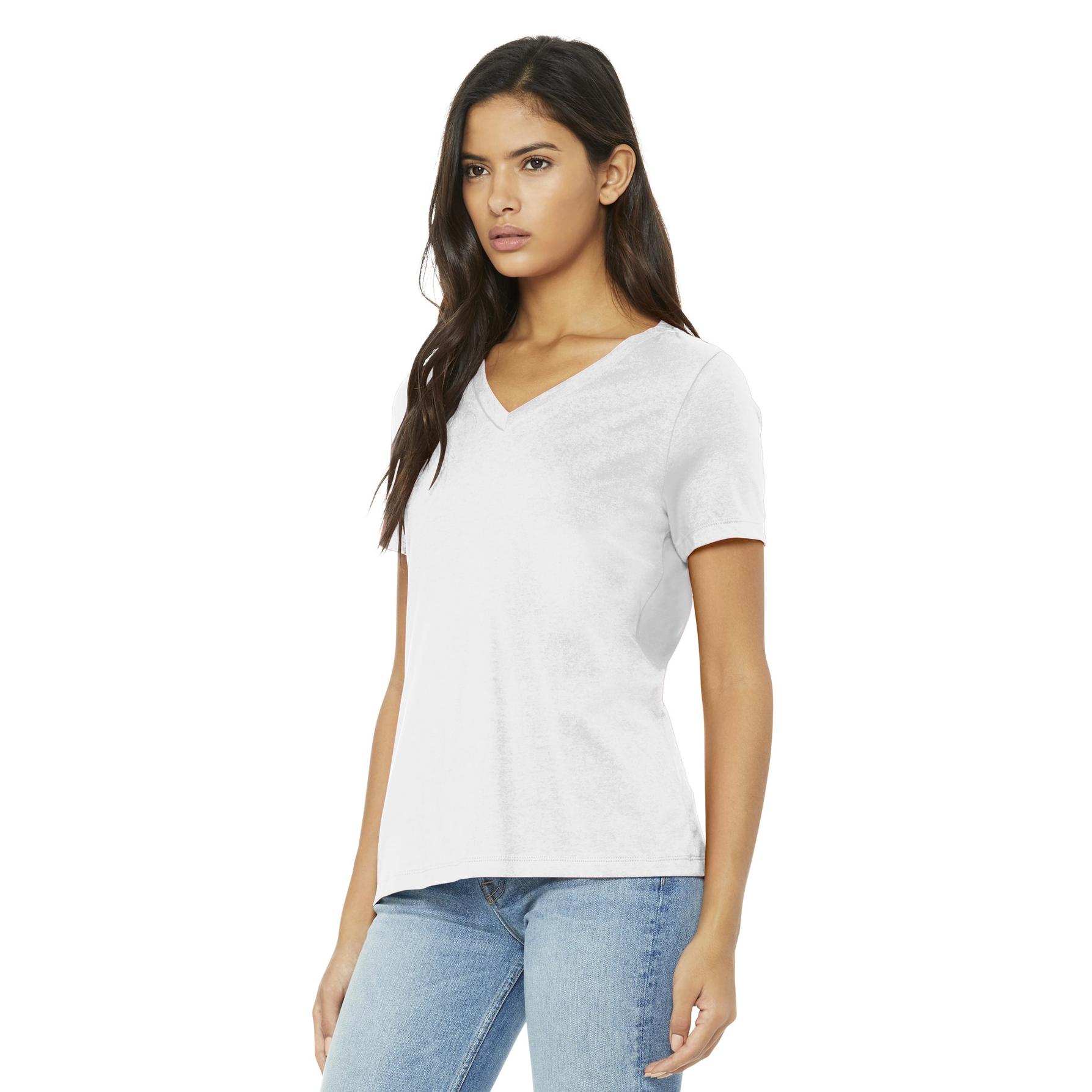Bella + Canvas BC6405 Women's Relaxed Jersey Short Sleeve V-Neck Tee ...