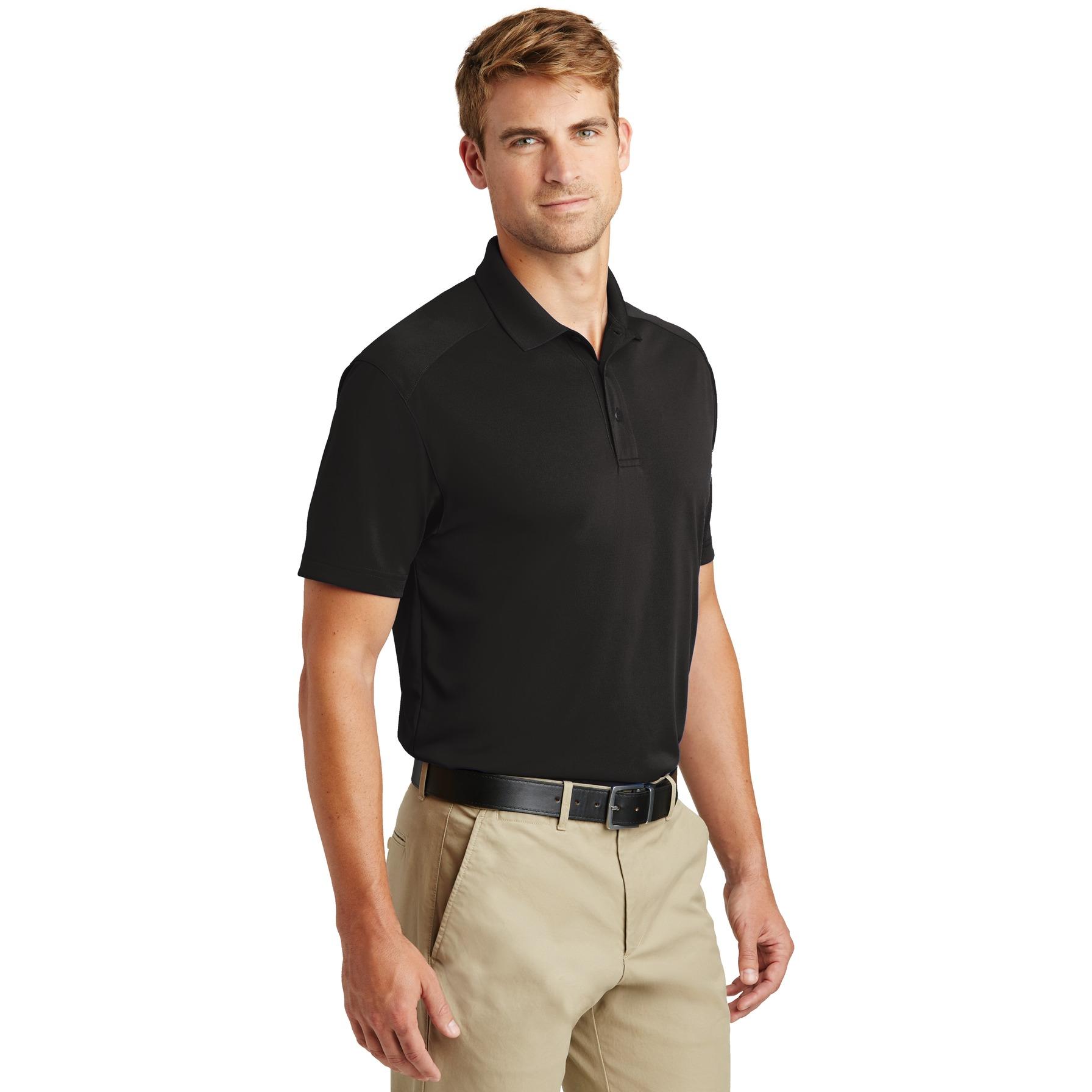 black polo beige pants