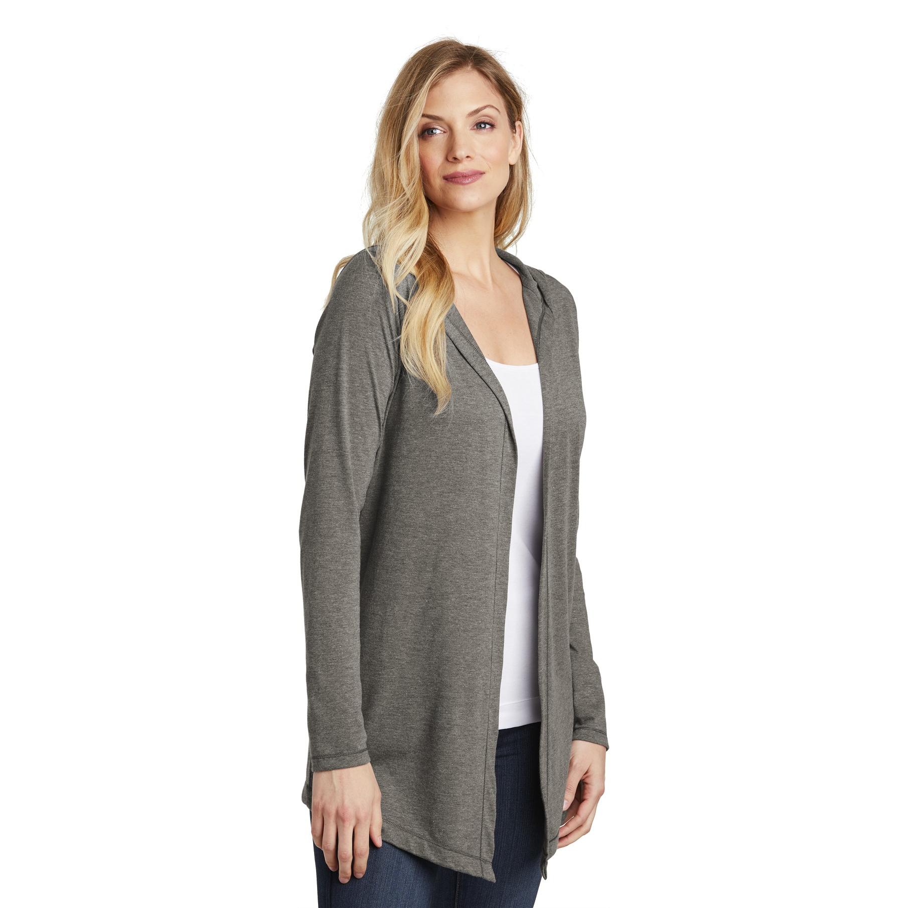 District DT156 Women's Perfect Tri Hooded Cardigan - Grey Frost | Full ...
