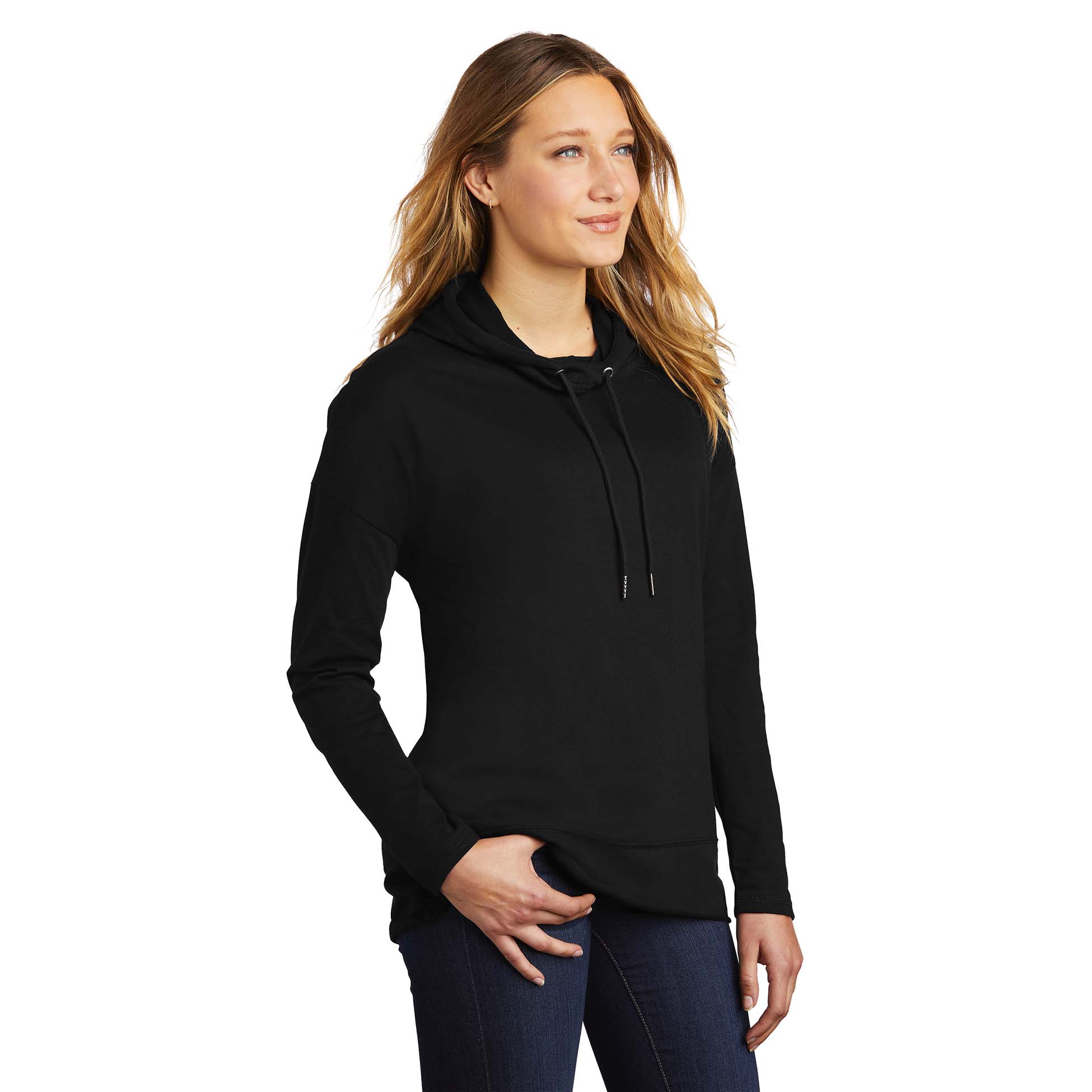 District DT671 Women's Featherweight French Terry Hoodie - Black | Full ...