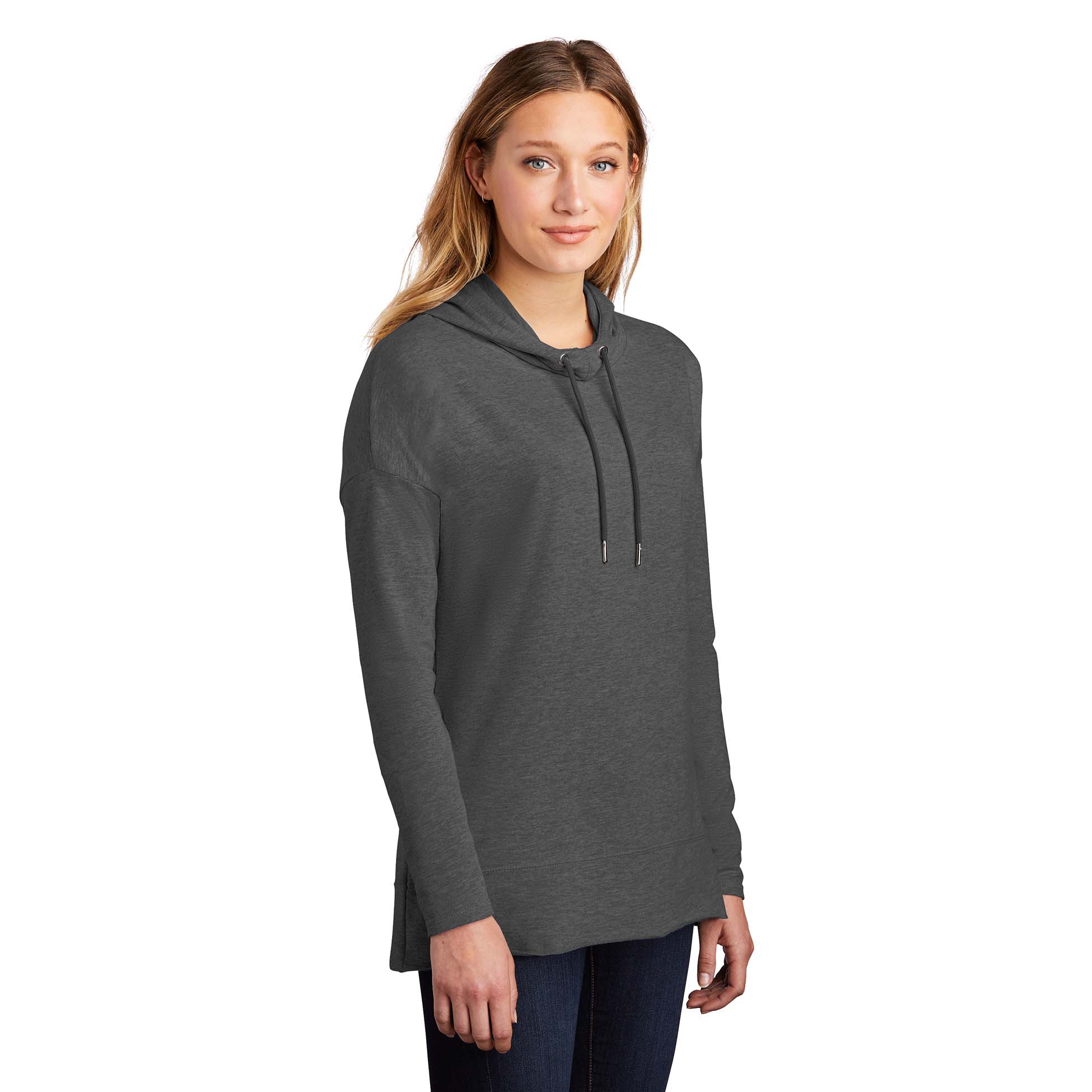 District DT671 Women's Featherweight French Terry Hoodie - Washed Coal ...