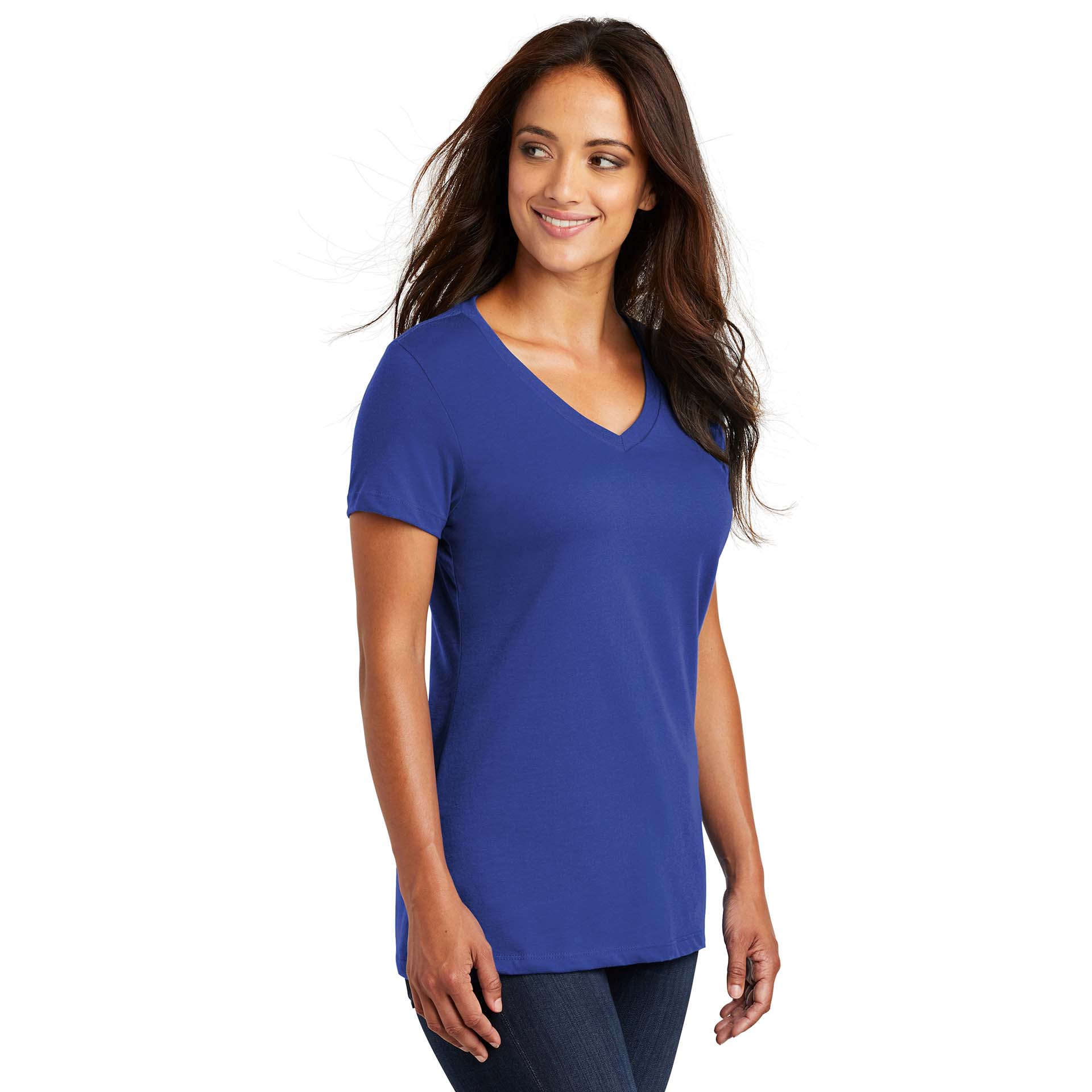 District DM1170L Women's Perfect Weight V-Neck Tee - Deep Royal | Full ...