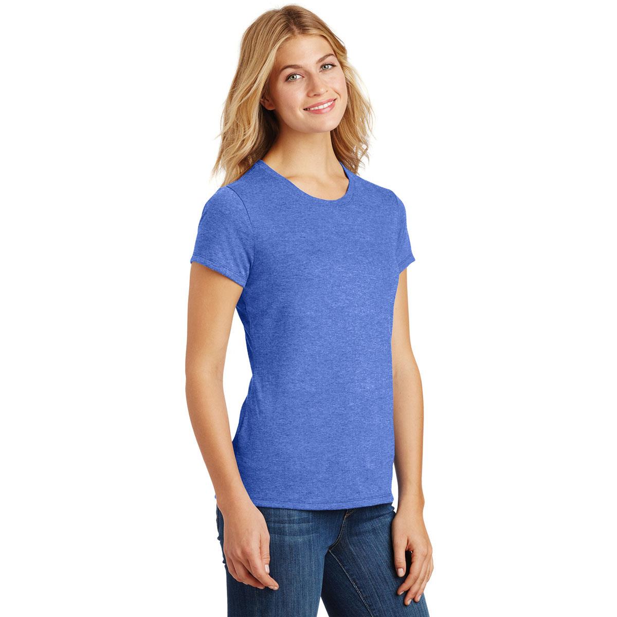 District Made DM130L Ladies Perfect Tri Crew Tee - Royal Frost ...