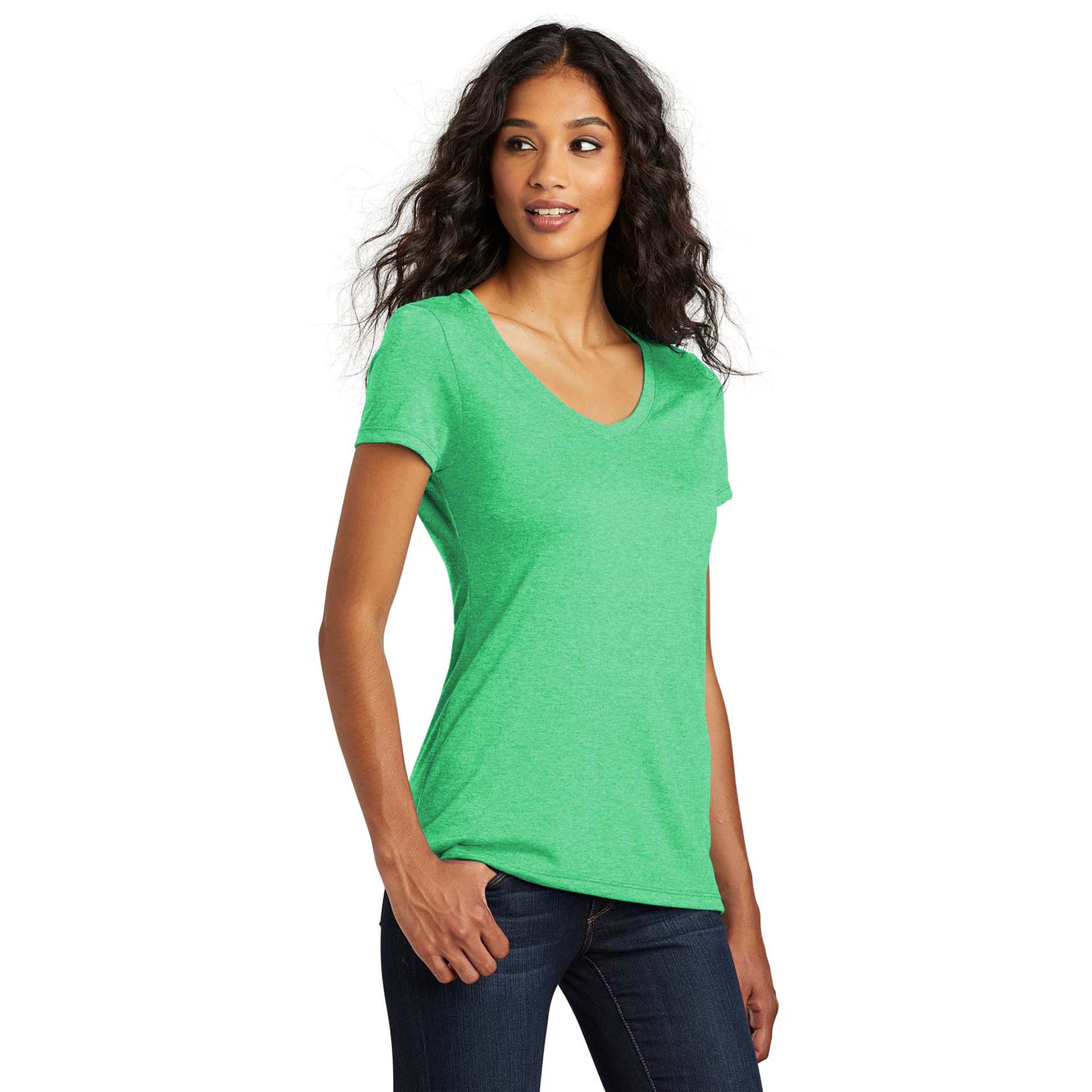 District DM1350L Women's Perfect Tri V-Neck Tee - Green Frost ...