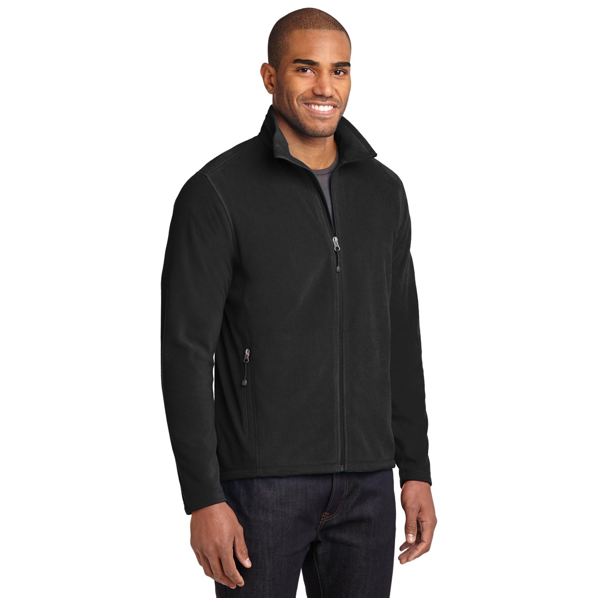 Eddie Bauer EB224 Full-Zip Microfleece Jacket - Black | FullSource.com