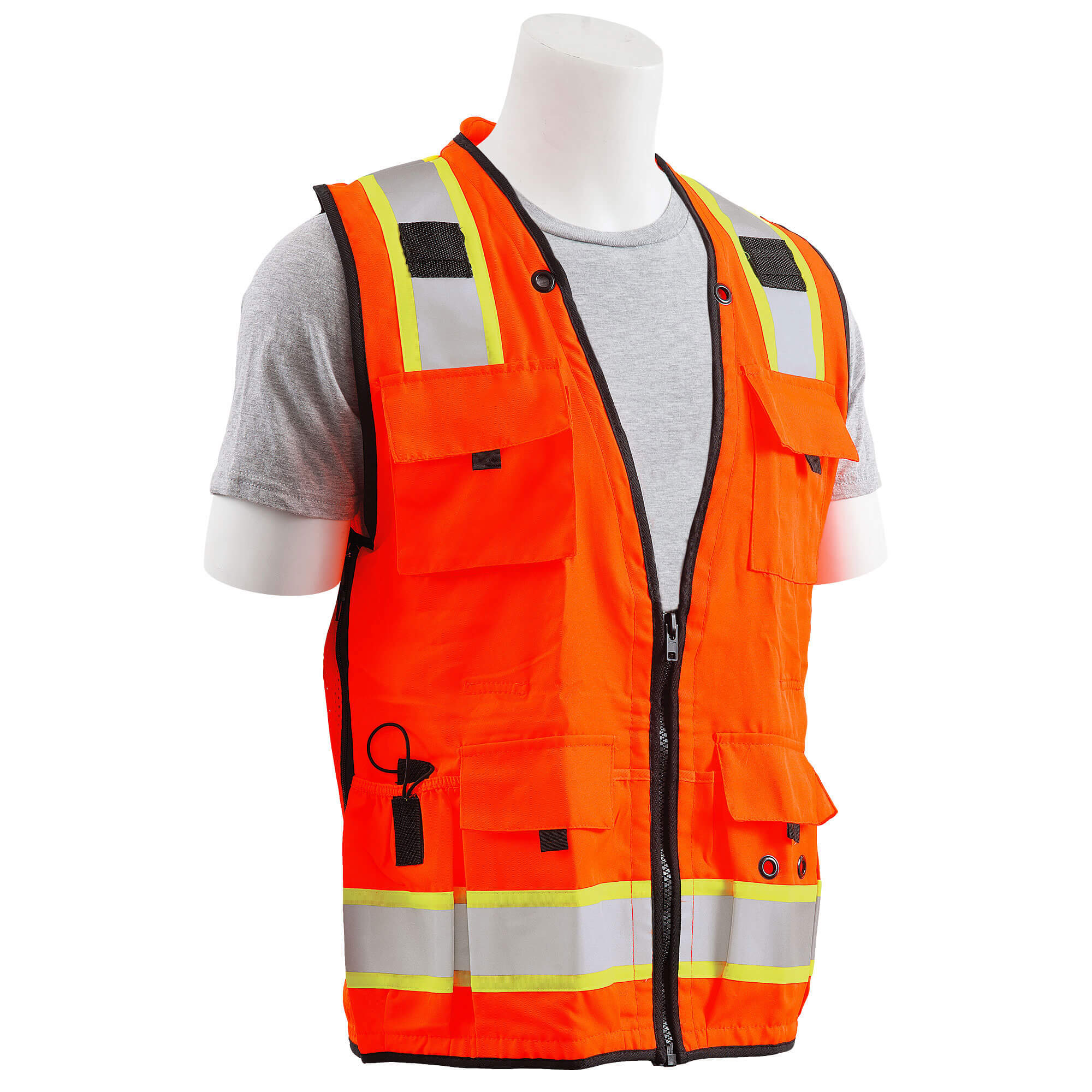ERB by Delta Plus S252C Type R Class Deluxe Surveyor Safety Vest with  Padded Comfort Collar Orange Full Source