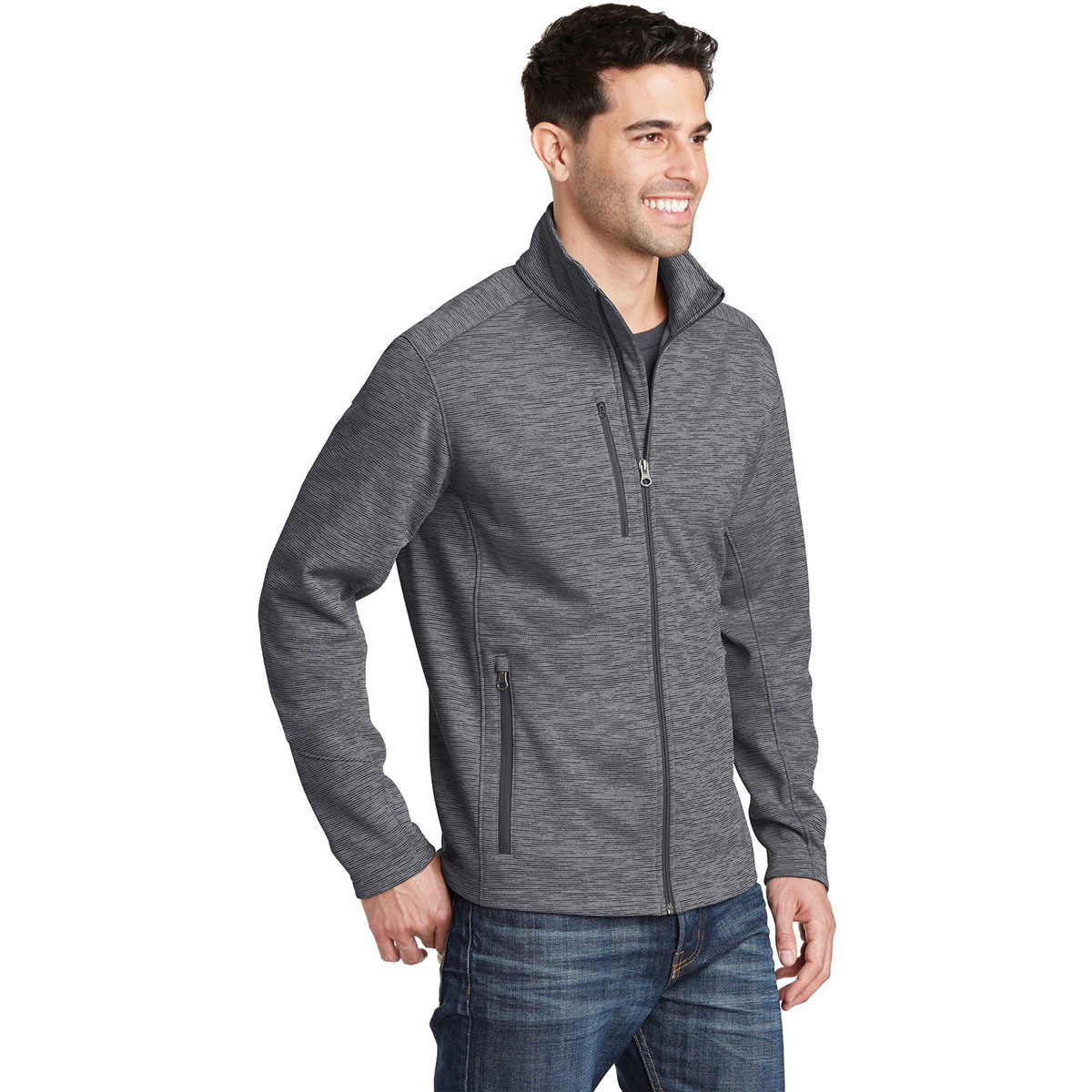 Port Authority F231 Digi Stripe Fleece Jacket - Black | Full Source