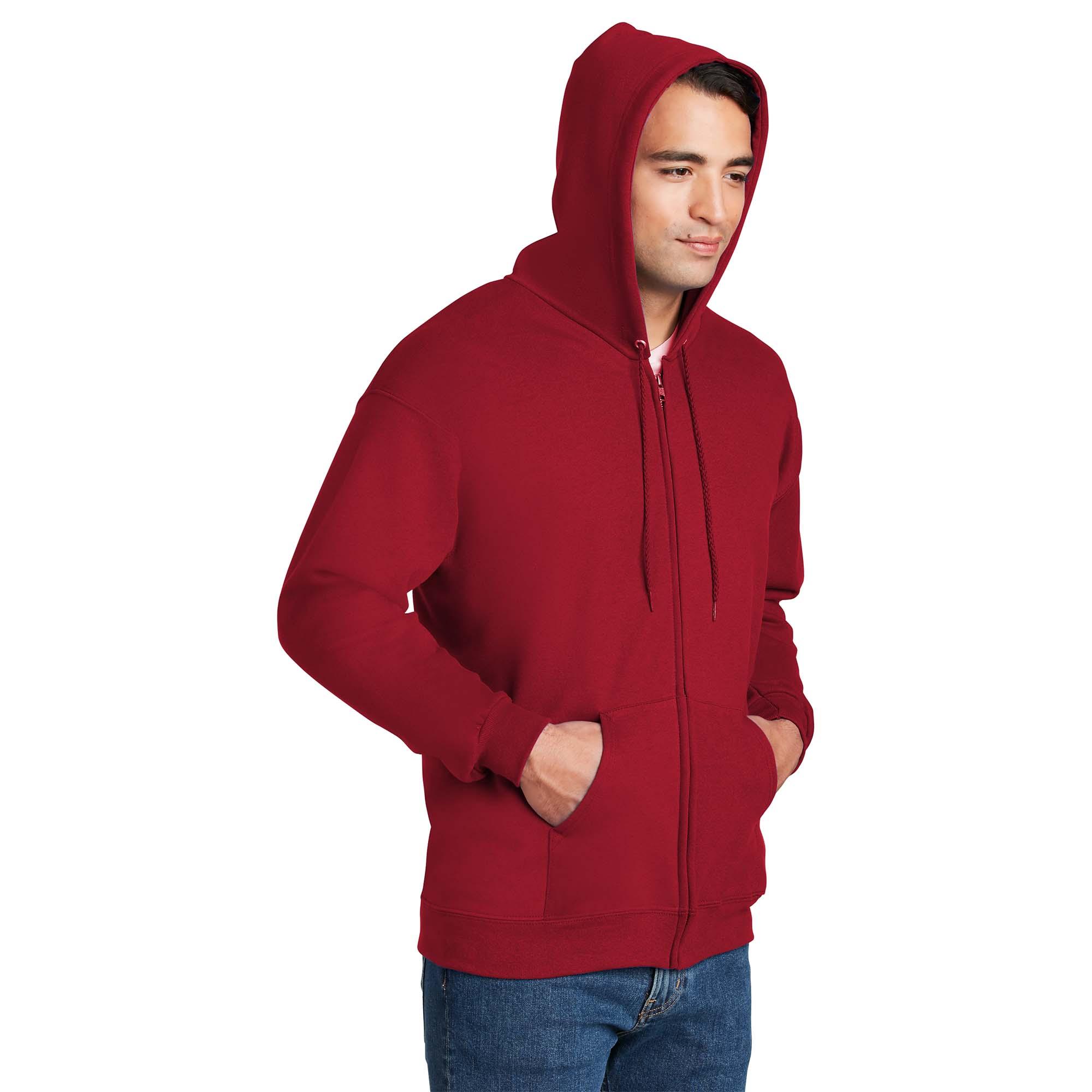Hanes F283 Ultimate Cotton Full-Zip Hooded Sweatshirt - Deep Red | Full ...