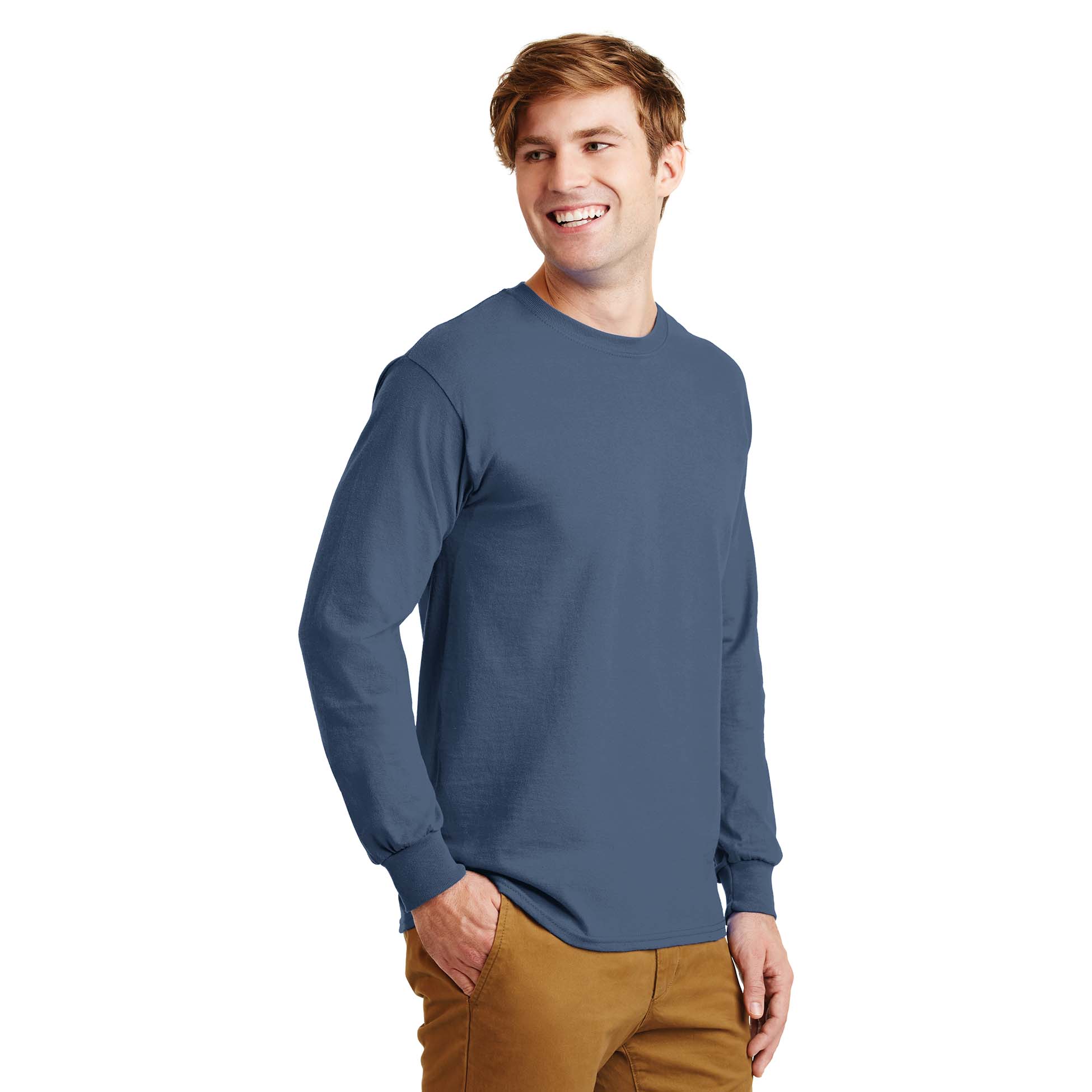 Gildan G2400 Ultra Cotton Long Sleeve T-Shirt - Indigo Blue ...