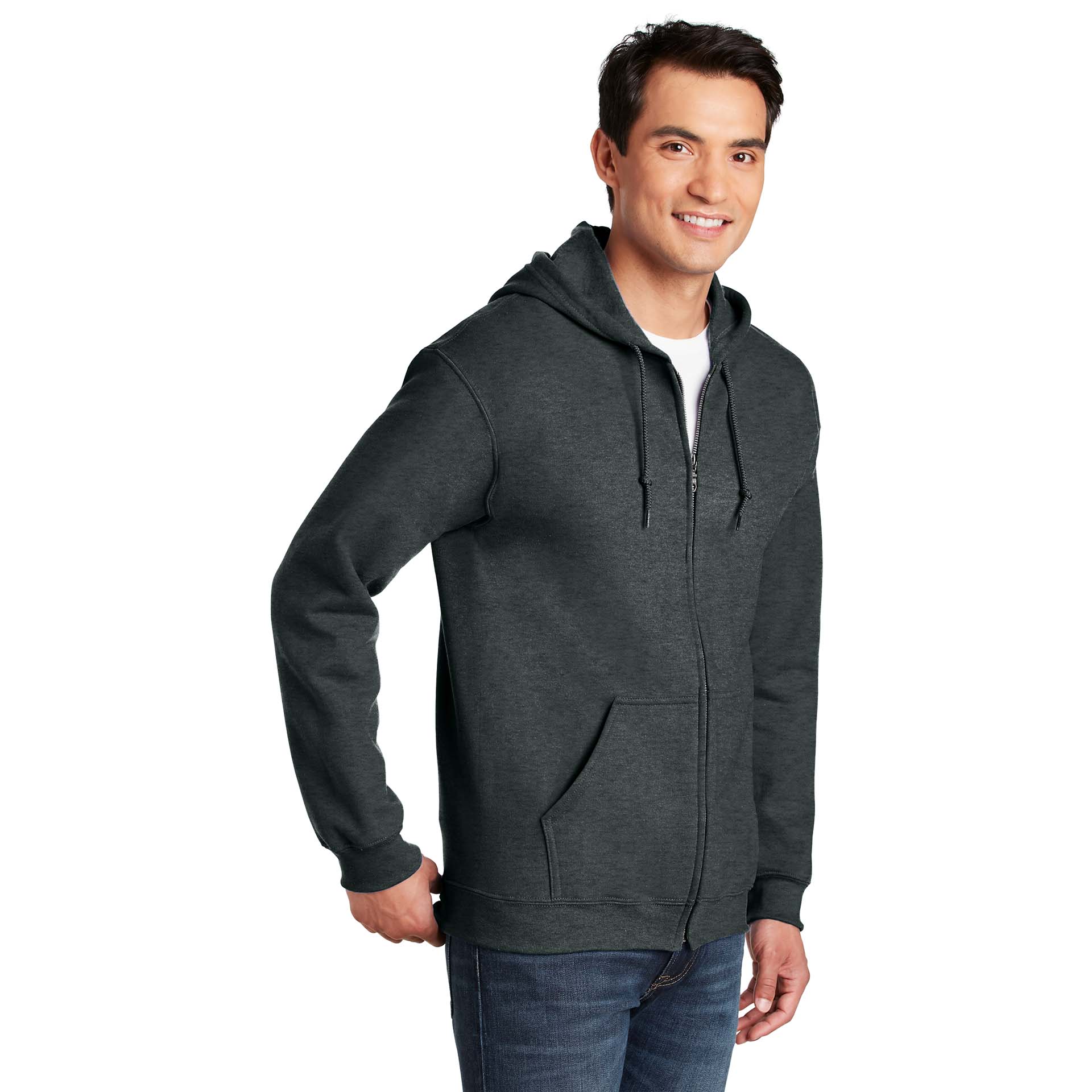 Gildan 18600 Heavy Blend Full-Zip Hooded Sweatshirt - Dark Heather Grey ...