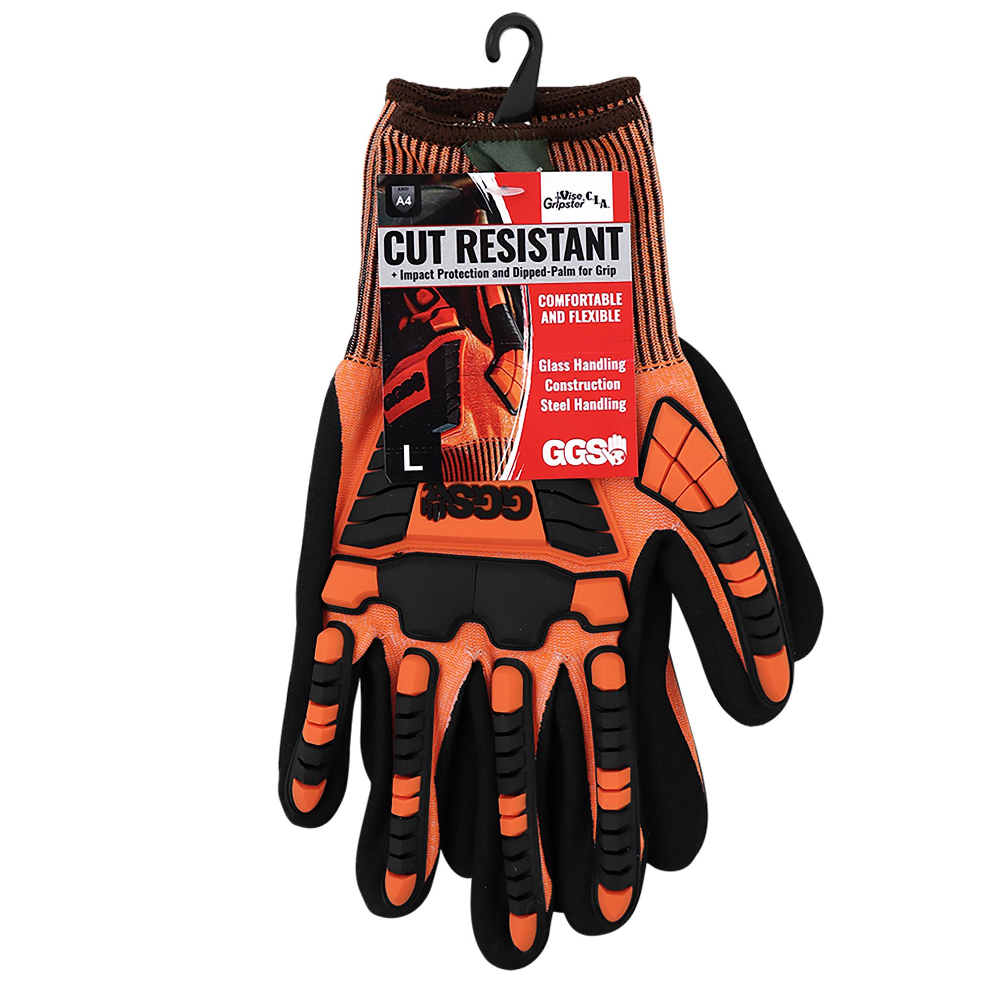 Global Glove Gripster High Visibility Etched Rubber Dipped Gloves - Large - 300NB
