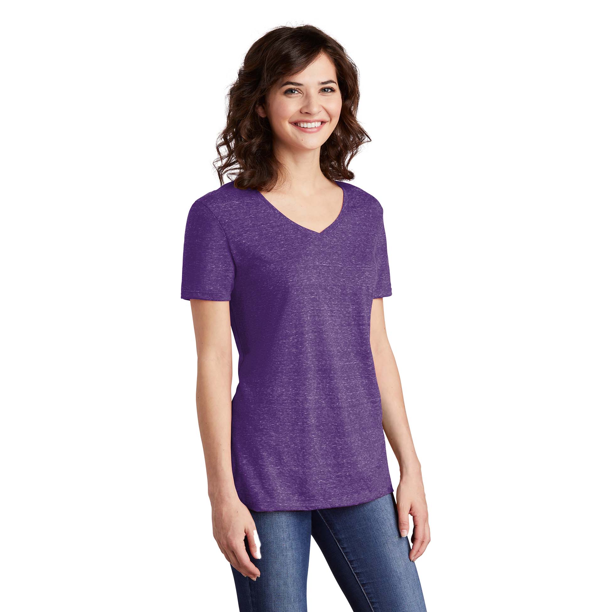 Jerzees 88WV Ladies Snow Heather Jersey V-Neck T-Shirt - Purple | Full ...