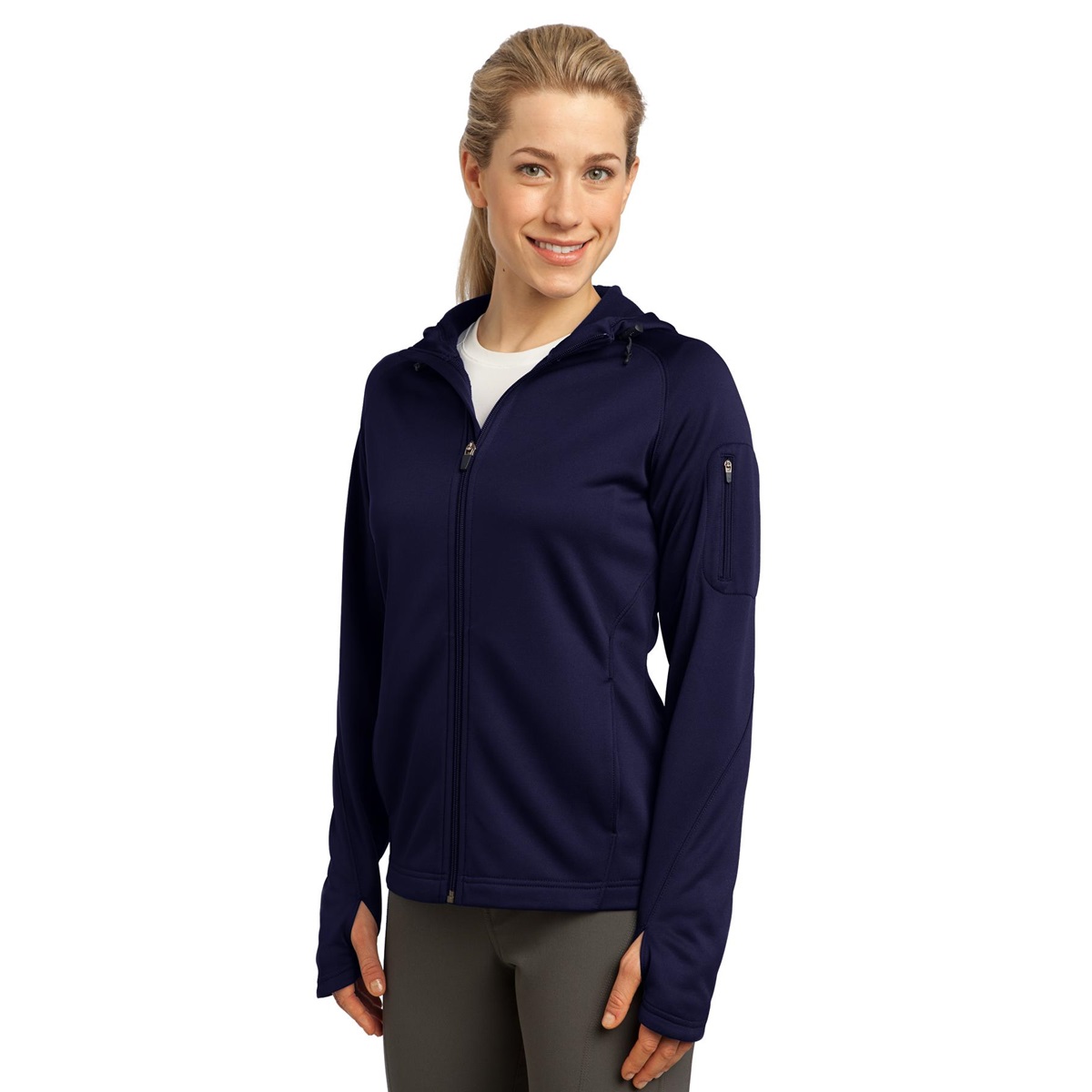 Sport-Tek L248 Ladies Tech Fleece Full-Zip Hooded Jacket - True Navy ...