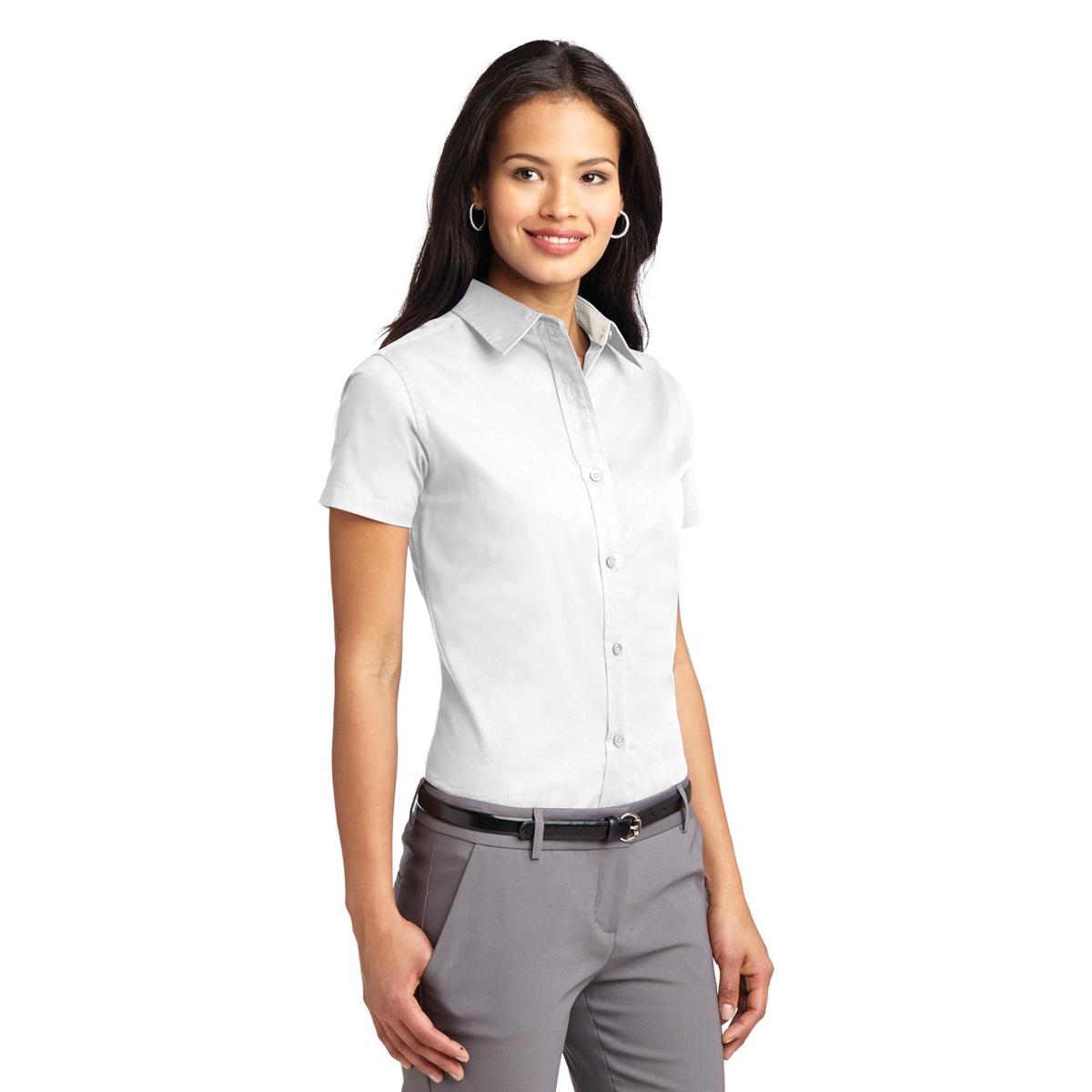 Port Authority L508 Ladies Short Sleeve Easy Care Shirt - White/Light ...