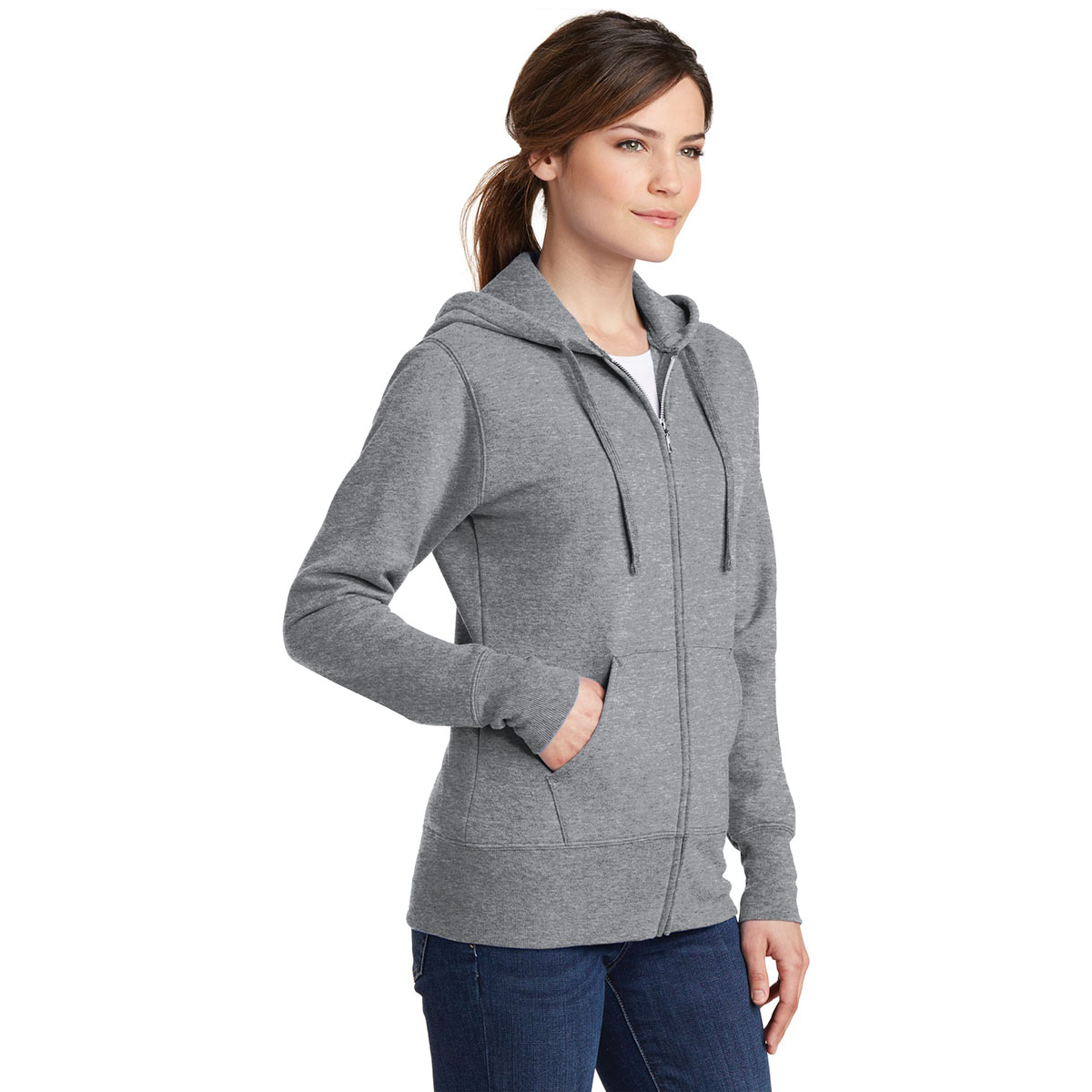 Port & Company LPC78ZH Ladies Core Fleece Full-Zip Hooded Sweatshirt ...