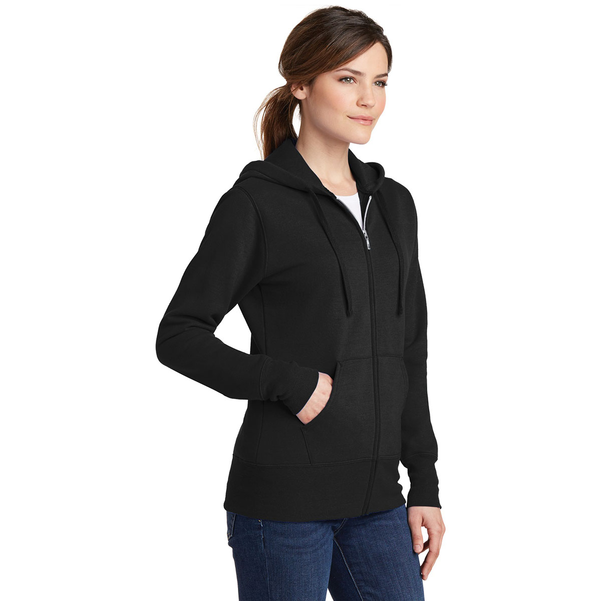 Port & Company LPC78ZH Ladies Core Fleece Full-Zip Hooded Sweatshirt ...