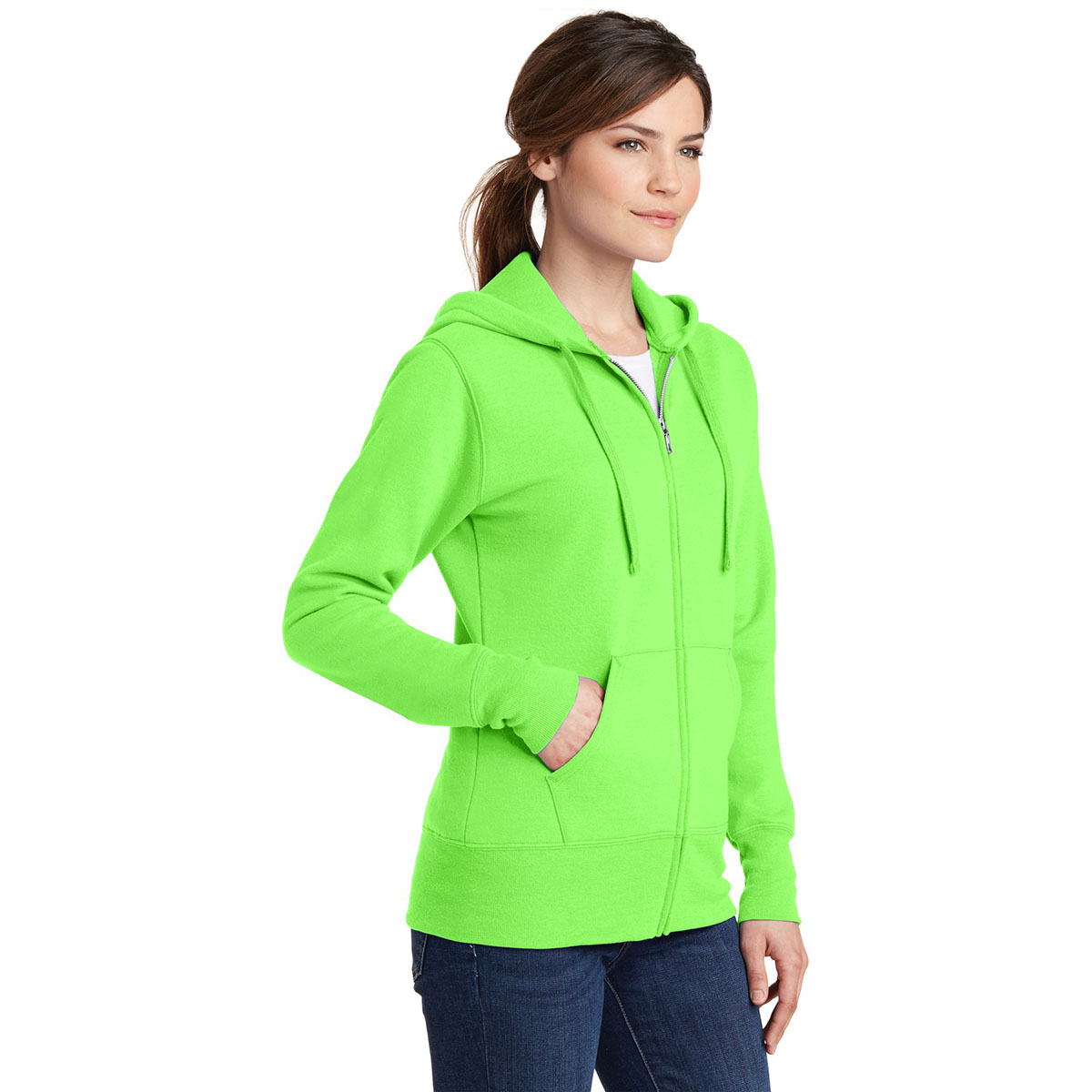 Port & Company LPC78ZH Ladies Classic Full-Zip Hooded Sweatshirt - Neon ...