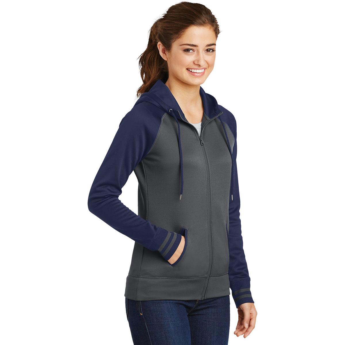 Sport-Tek LST236 Ladies Sport-Wick Varsity Fleece Full-Zip Hooded ...