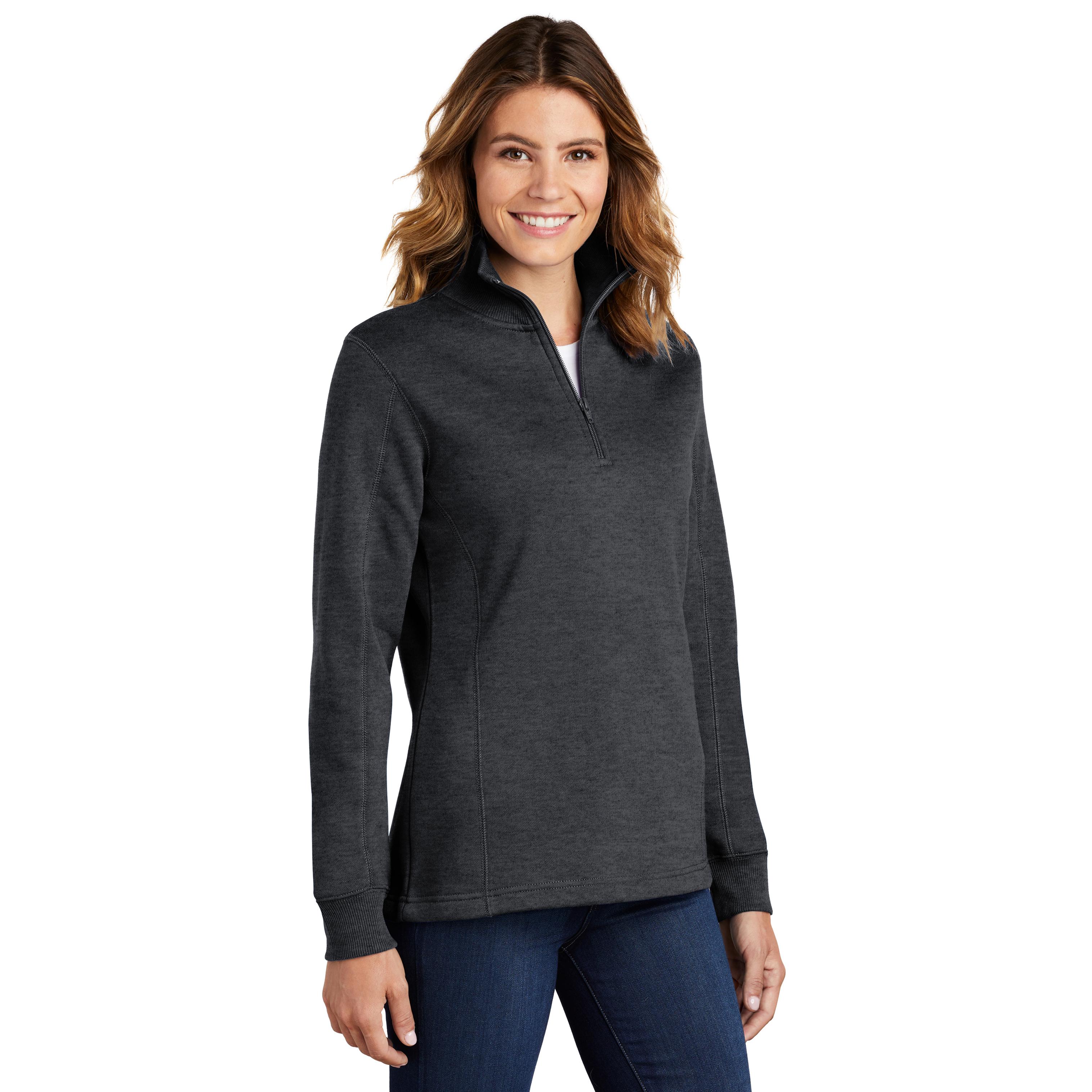 Sport-Tek LST253 Ladies 1/4-Zip Sweatshirt - Graphite Heather | Full Source