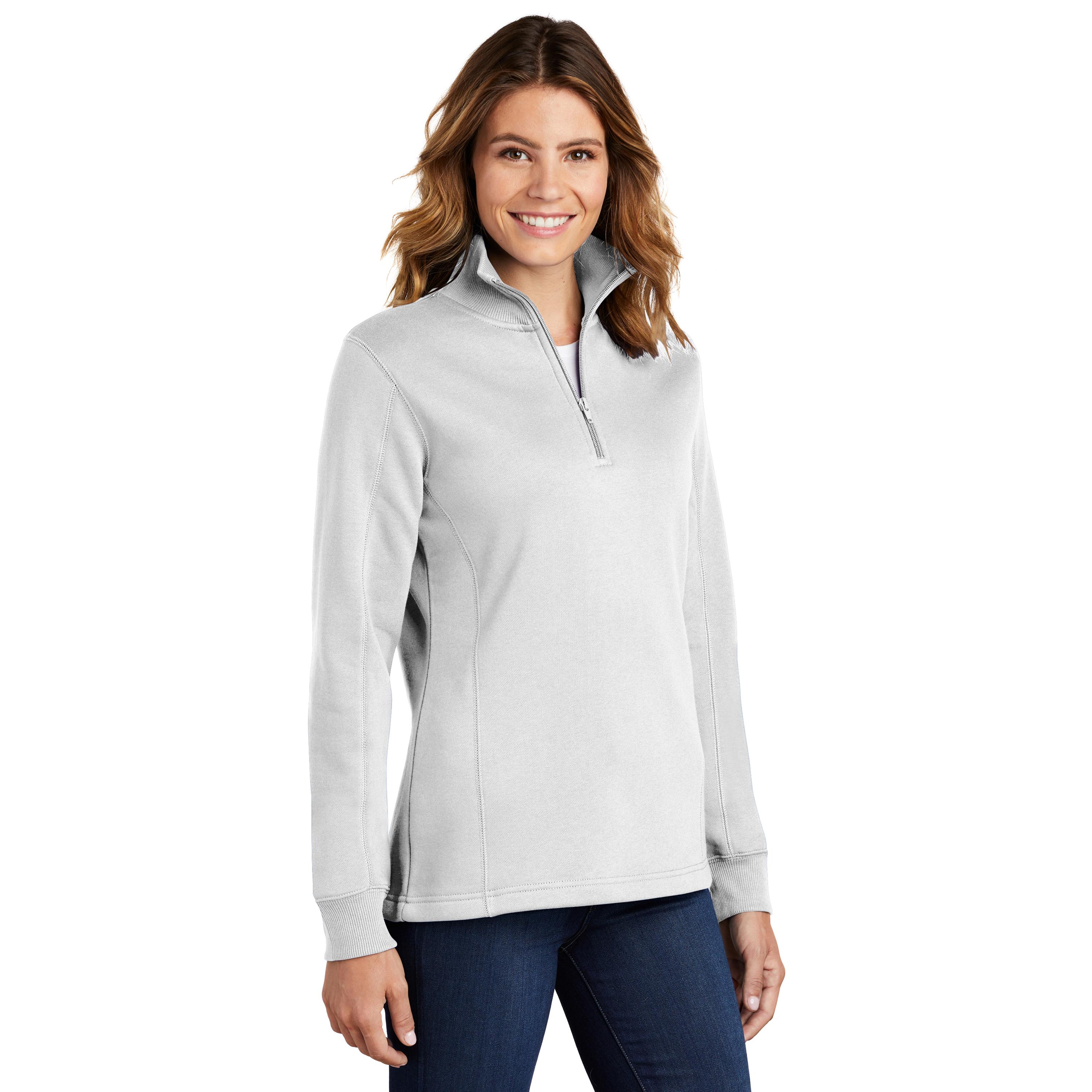 Sport-Tek LST253 Ladies 1/4-Zip Sweatshirt - White | Full Source