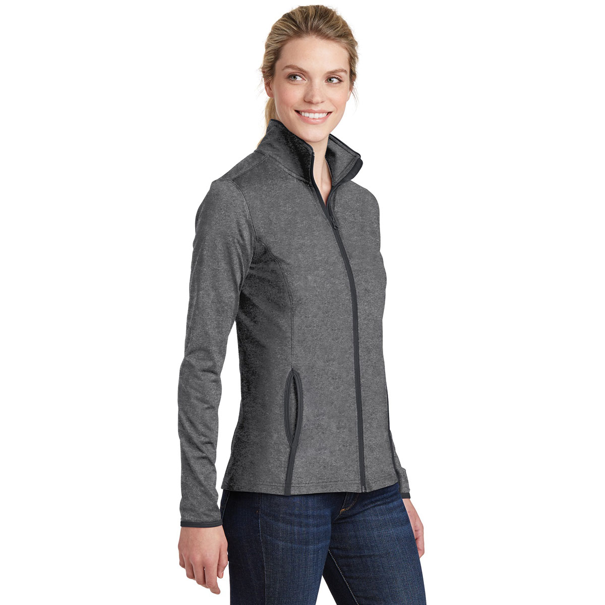 Sport-Tek LST853 Ladies Sport-Wick Stretch Contrast Full-Zip Jacket ...