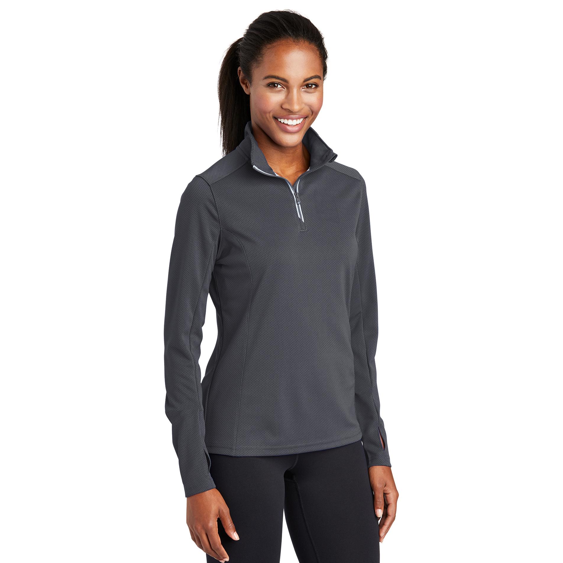 Sport-Tek LST860 Ladies Sport-Wick Textured 1/4-Zip Pullover - Iron ...