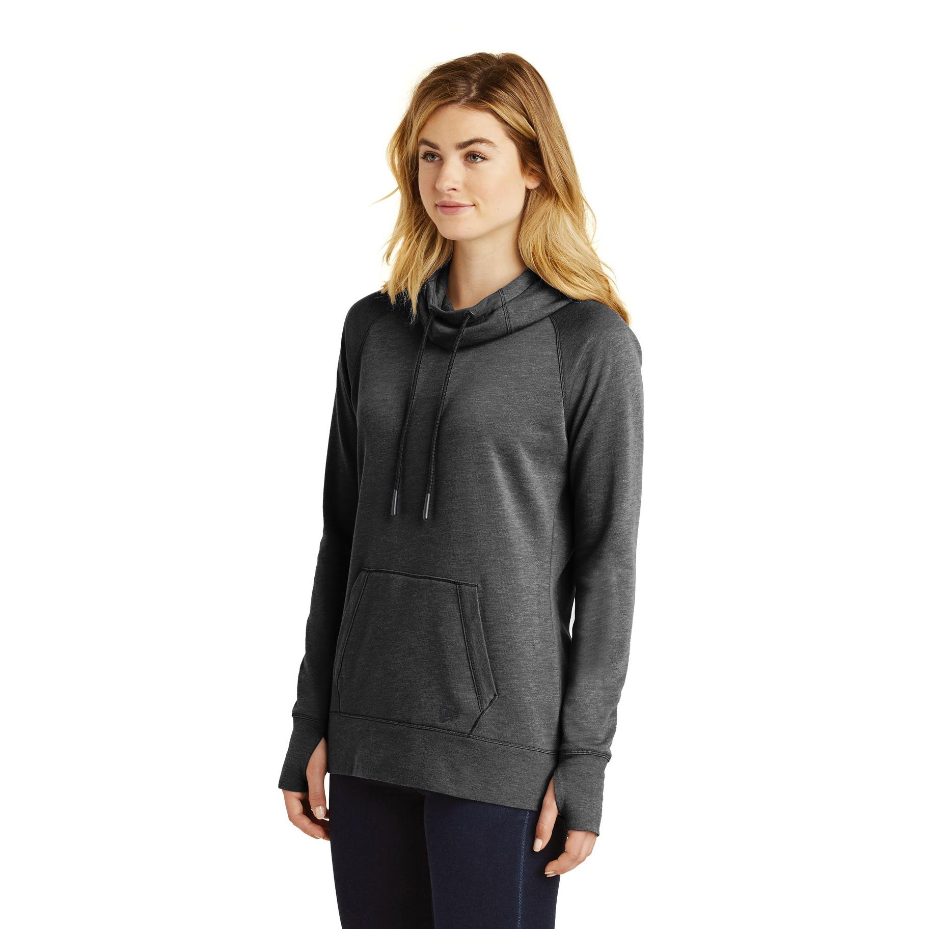 New Era LNEA510 Ladies Tri-Blend Fleece Pullover Hoodie - Black Heather ...